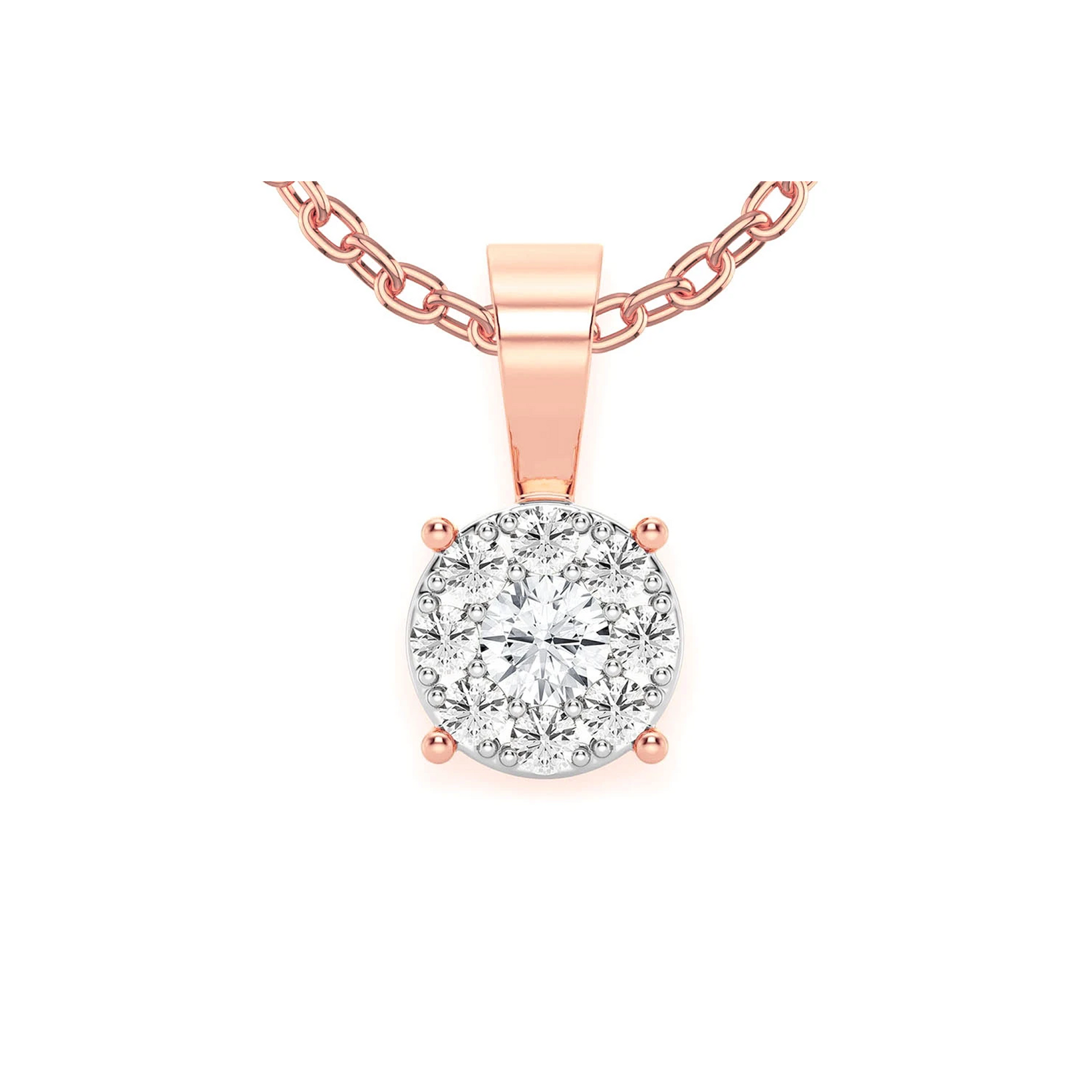 Mosaic Diamond Pendant in 14K rose gold, Signature | 0.25ctw, front view