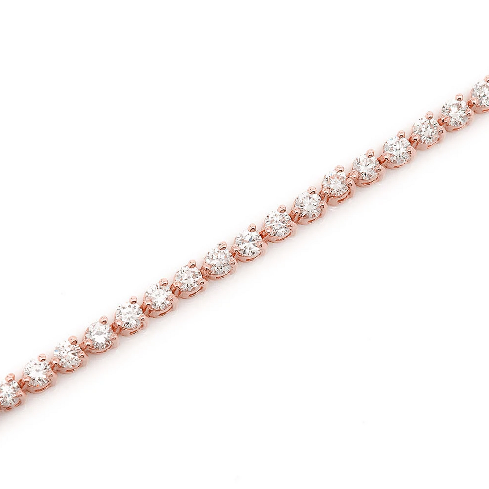 Prong Diamond Tennis Bracelet in 14K rose gold, 3pt / 2.50ctw, detail view