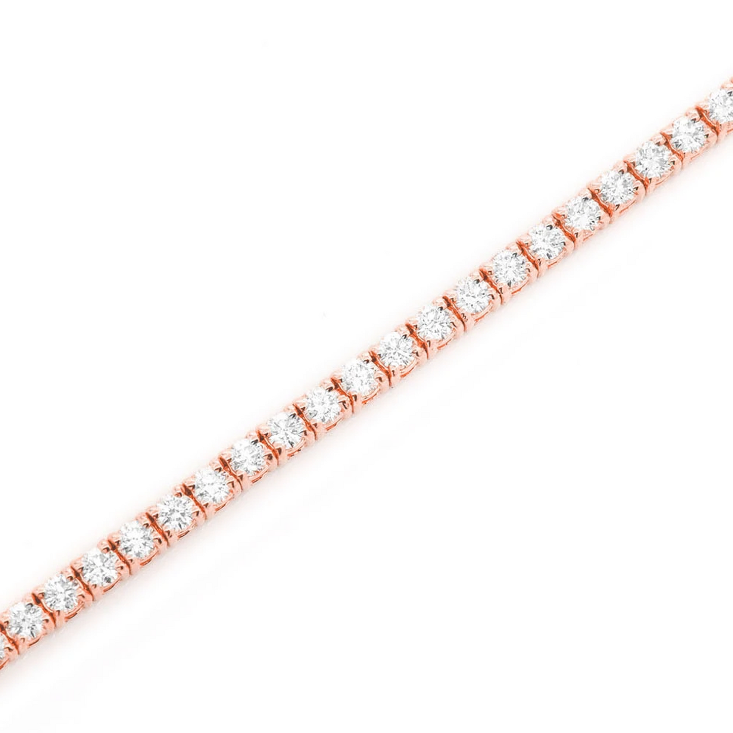 Prong Diamond Tennis Bracelet in 14K rose gold, 4pt / 3.75ctw, detail view