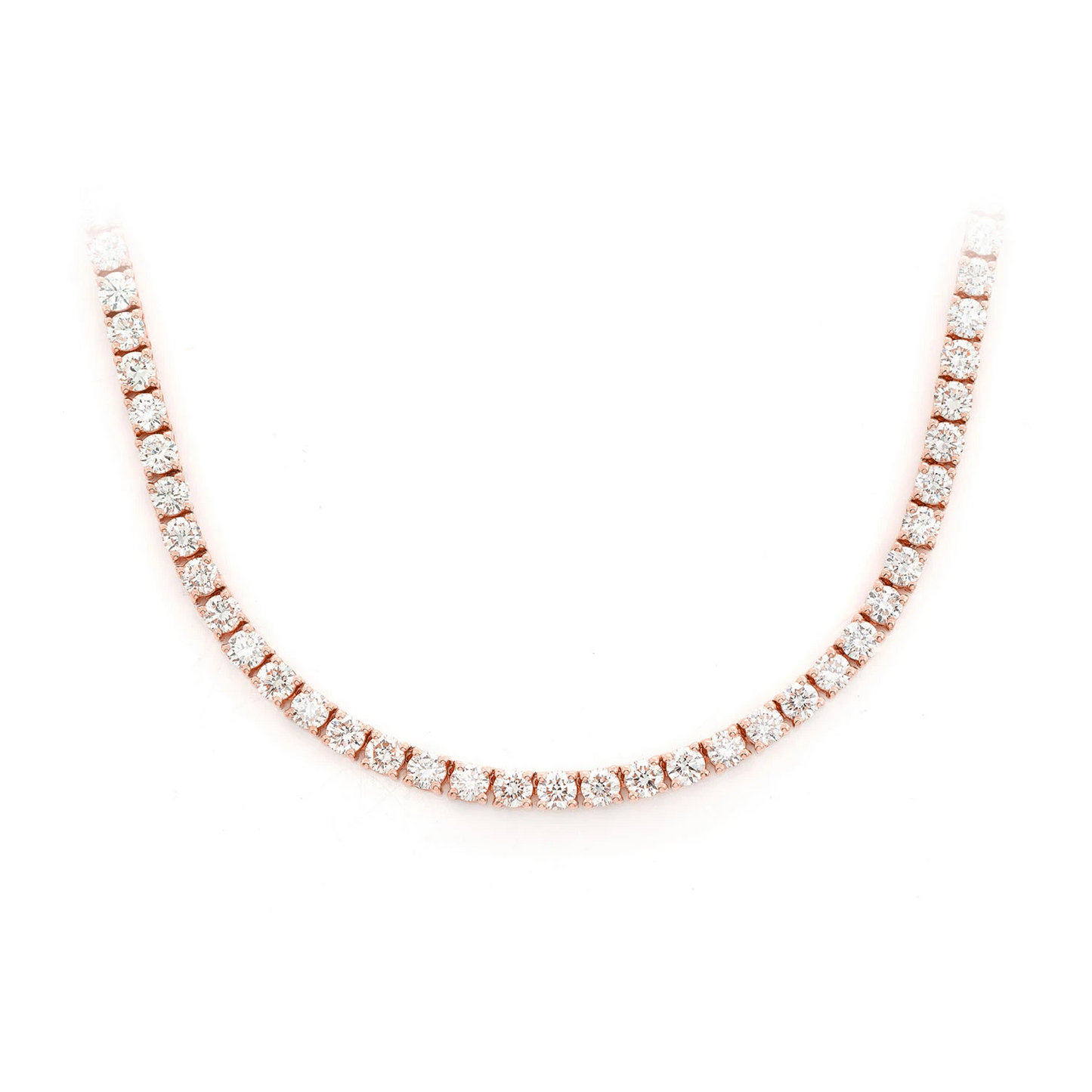 Prong Diamond Tennis Necklace in 14K rose gold, 5pt / 11.00ctw, front view