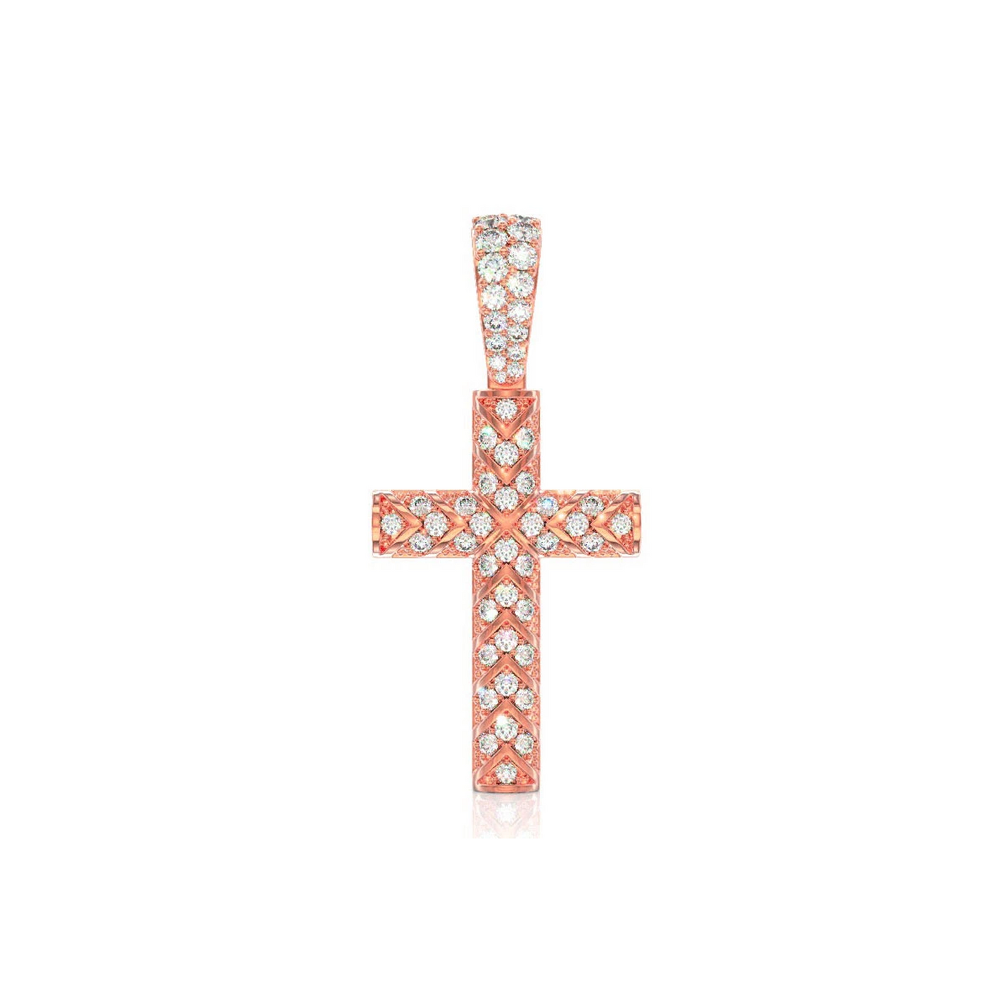 X Design Cross Pendant in 14K rose gold, Set | 0.75ctw, front view