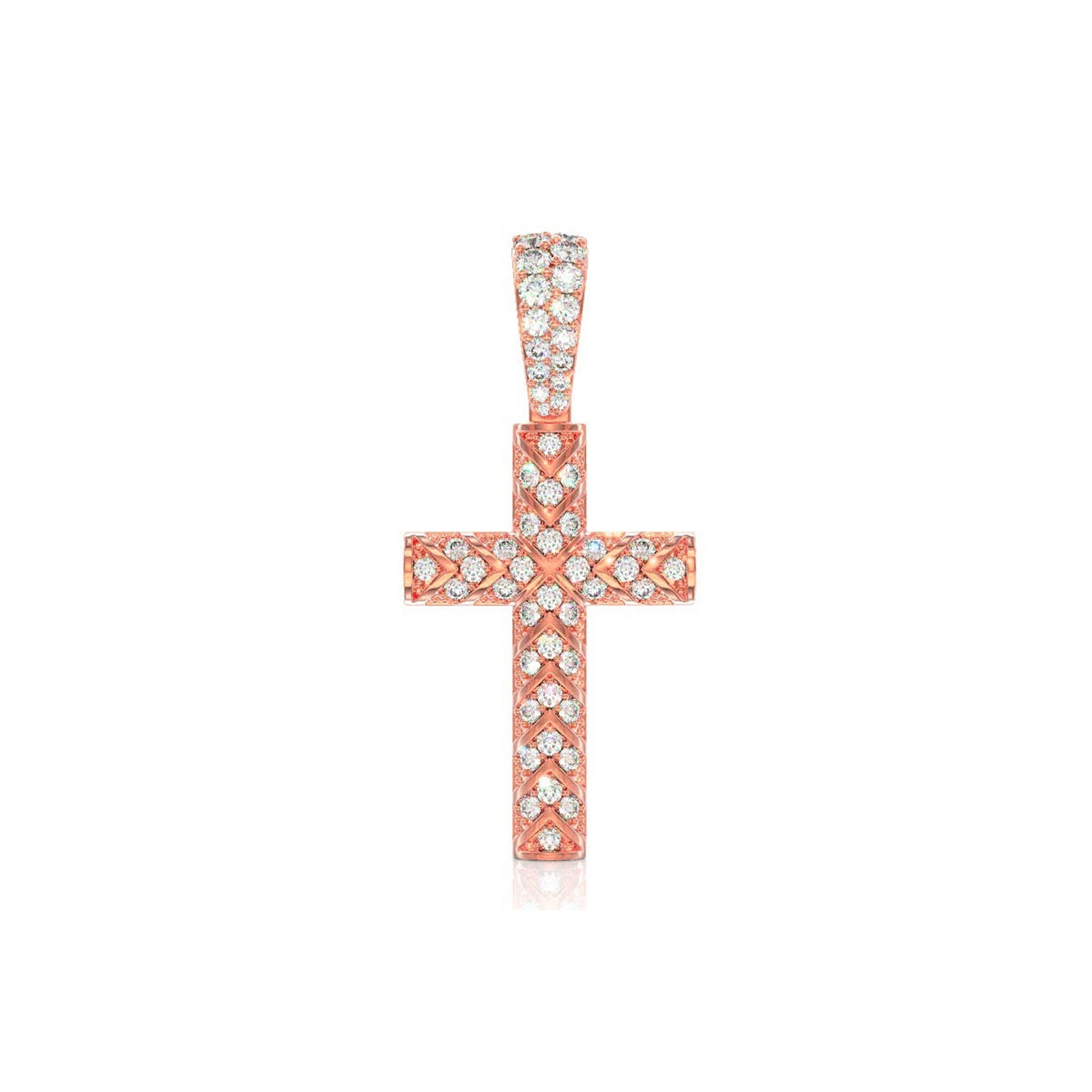 X Design Cross Pendant in 14K rose gold, Set | 0.75ctw, front view
