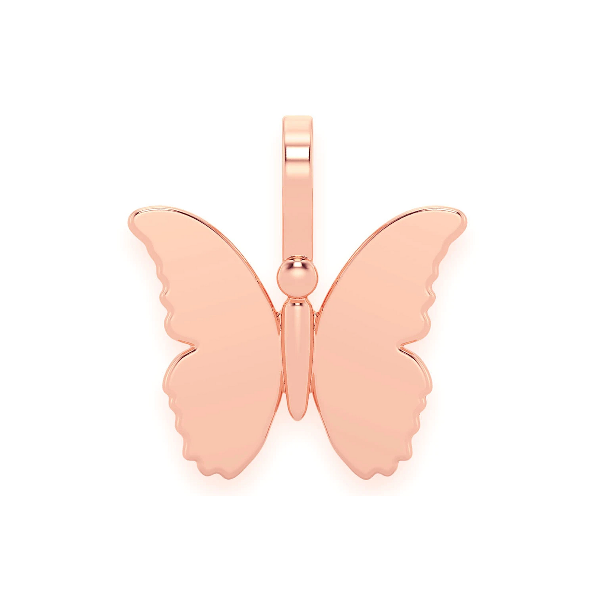 Butterfly Pendant in 14K rose gold, Pure | Solid Gold, front view