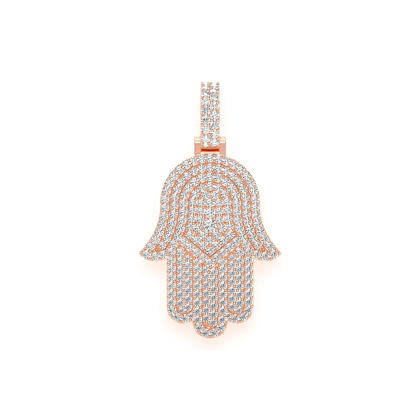 Pavé Hamsa Diamond Pendant in 14K rose gold, Signature | 2.00ctw, front view