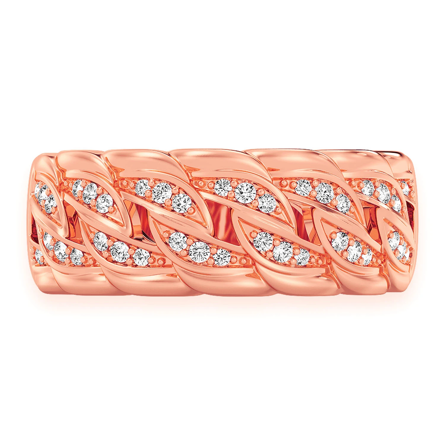 Twisted Cuban Band in 14K rose gold, front view