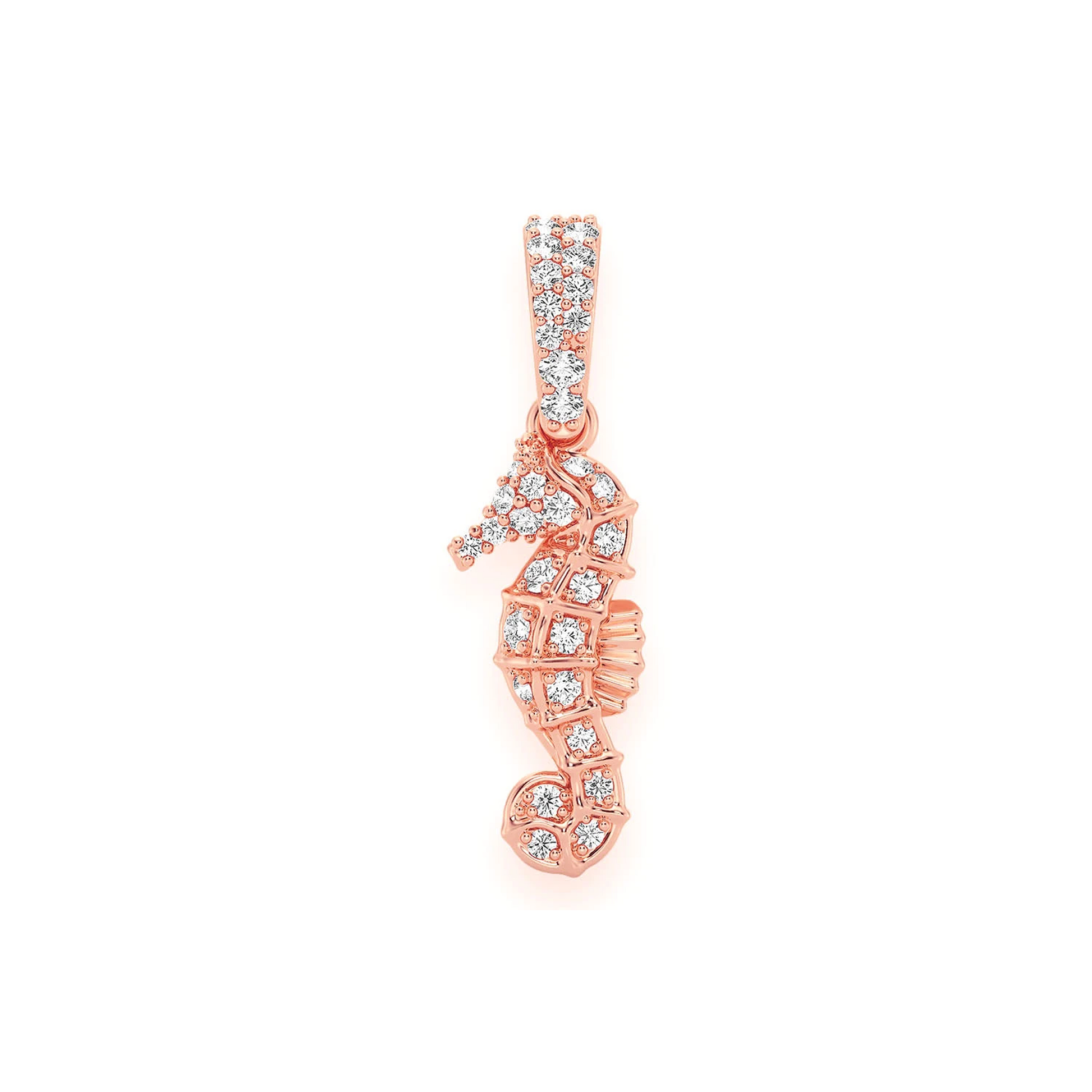 Seahorse Diamond Pendant in 14K rose gold, front view