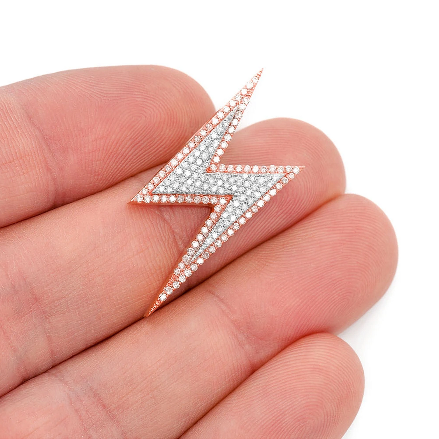 Hidden Bail Lightning Pendant in 14K rose gold, Large | 0.65ctw, angled view