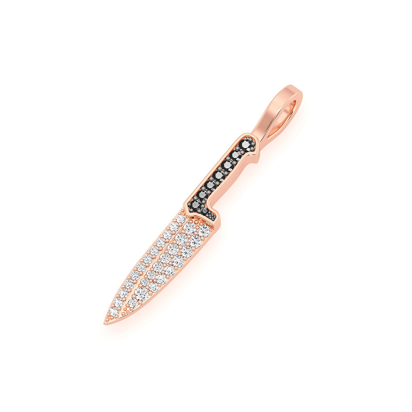 Chef Knife Diamond Pendant in 14K rose gold, 0.25ctw, angled view