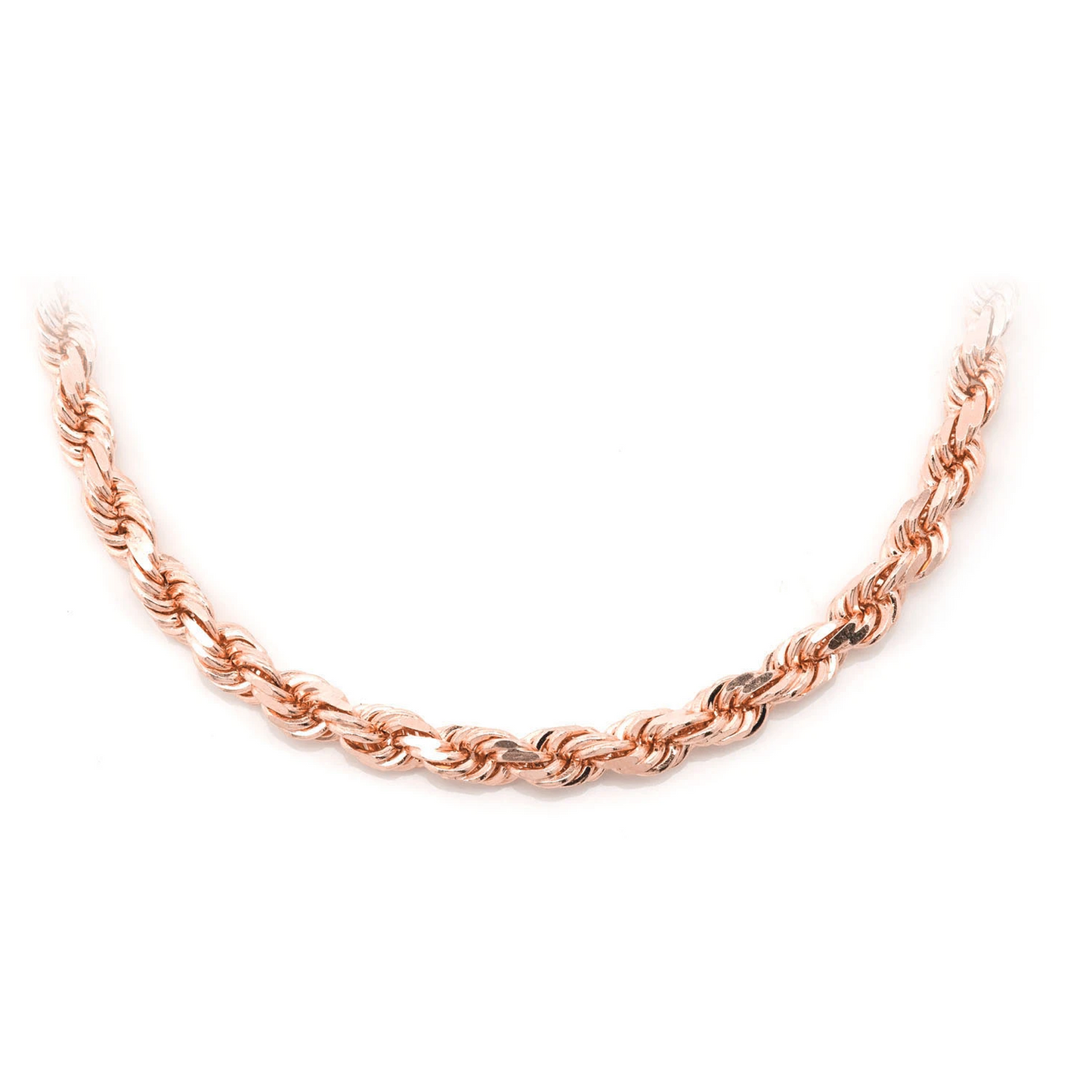 Rope Gold Chain in 14K rose gold, 4.5mm width, front view
