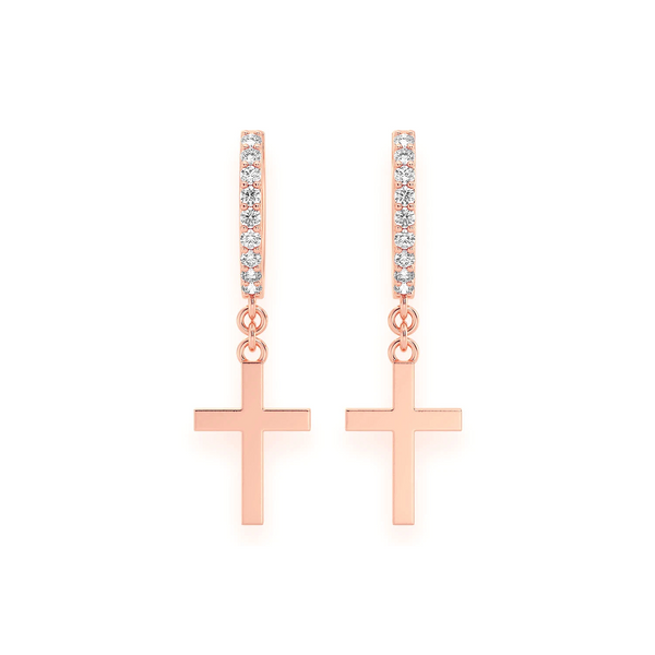 Plain Cross Diamond Hoops