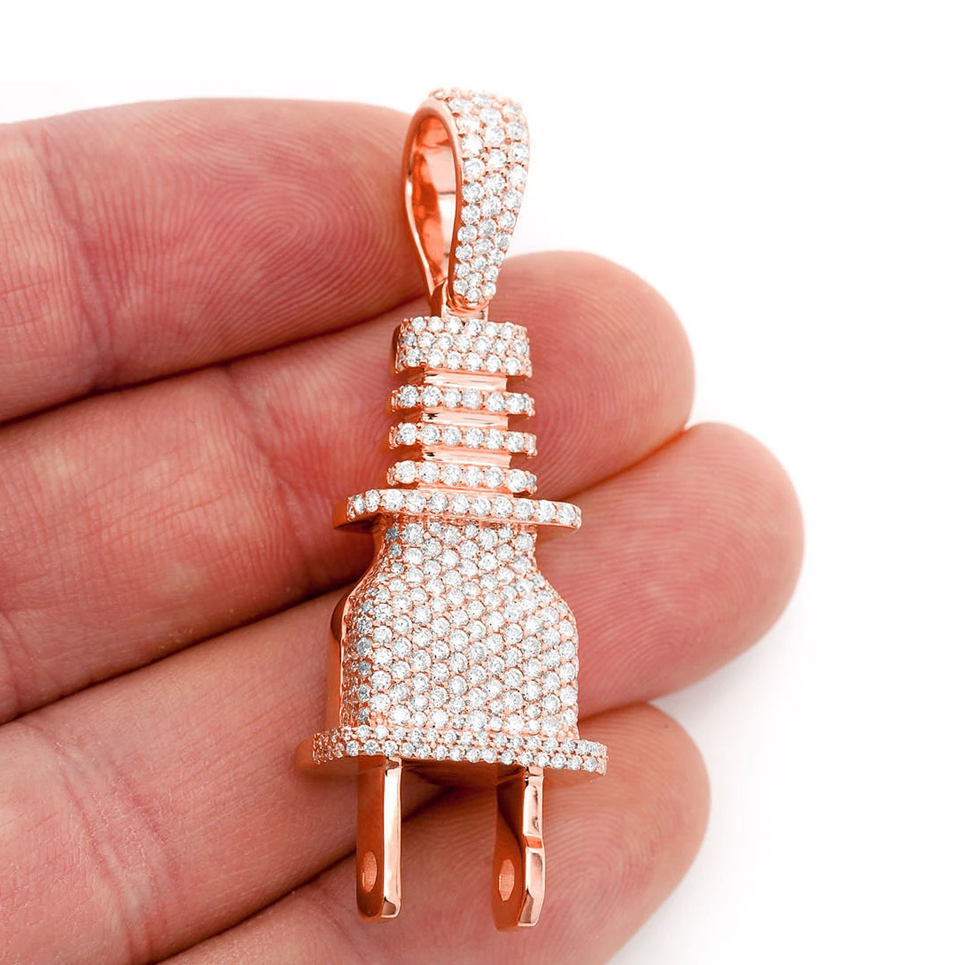 Plug Diamond Pendant in 14K rose gold, Statement | 2.15ctw, angled view