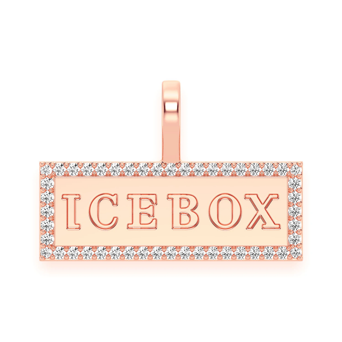 Large Icebox Diamond Pendant in 14K rose gold, front view