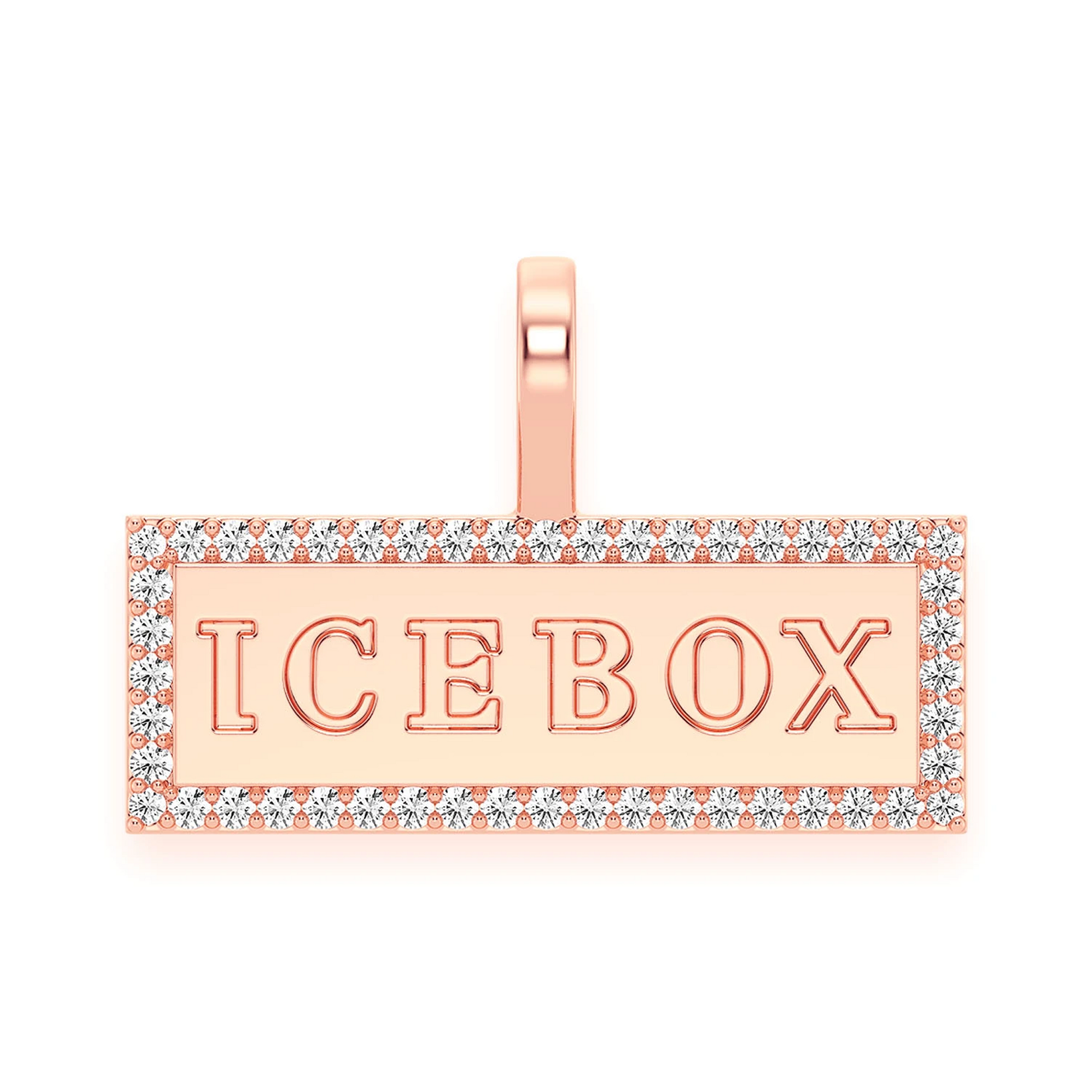 Large Icebox Diamond Pendant in 14K rose gold, front view