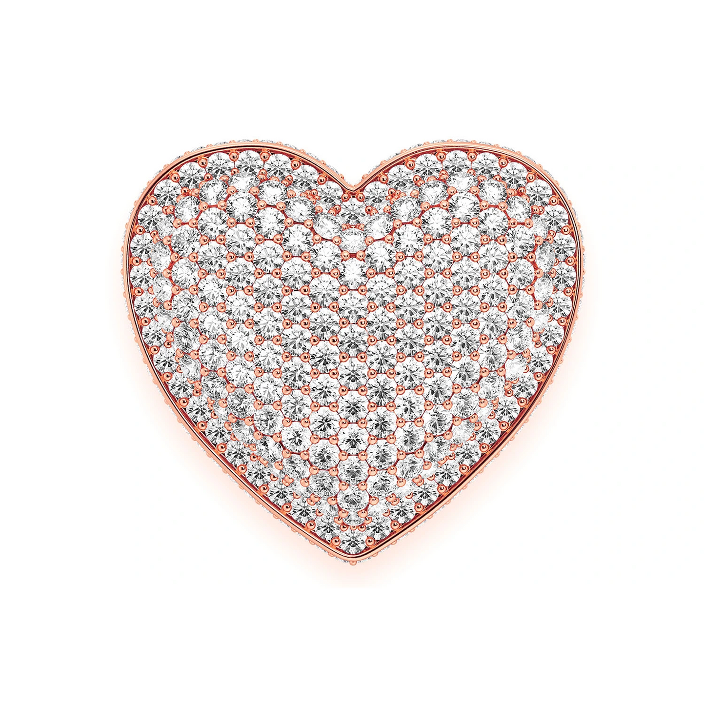 Deluxe Bubbly Heart Signet Ring in 14K rose gold, front view