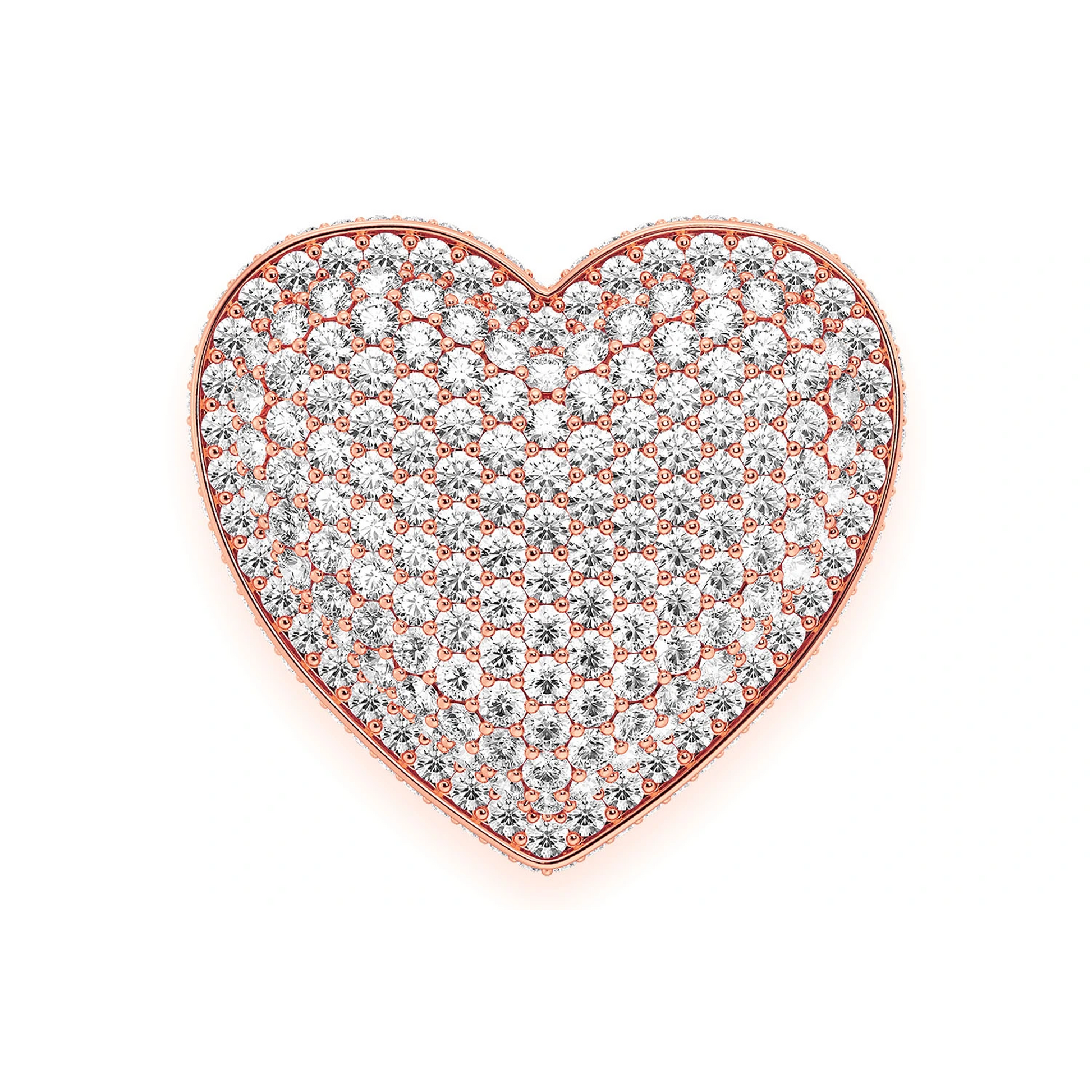 Deluxe Bubbly Heart Signet Ring in 14K rose gold, front view