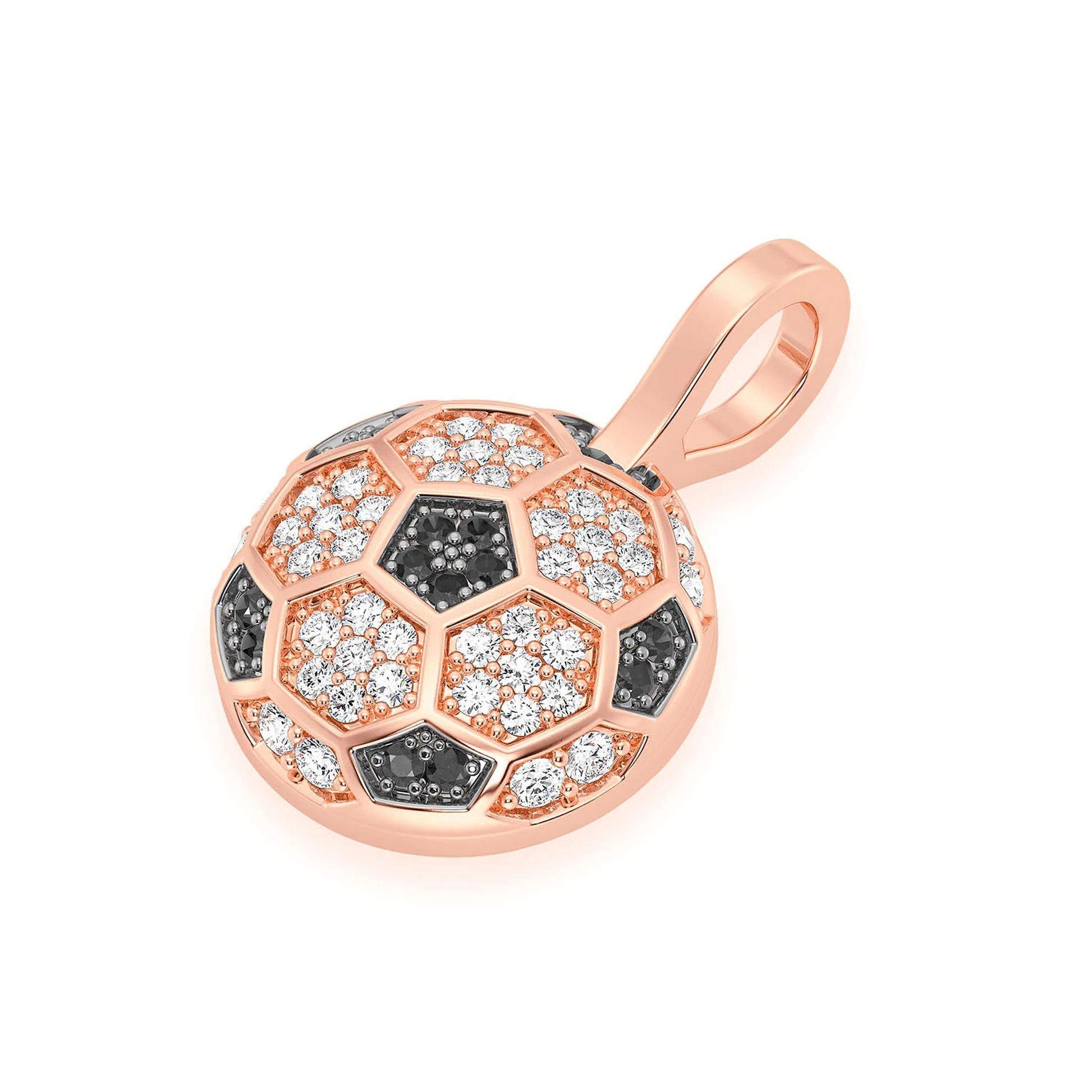 Soccer Ball Diamond Pendant in 14K rose gold, detail view