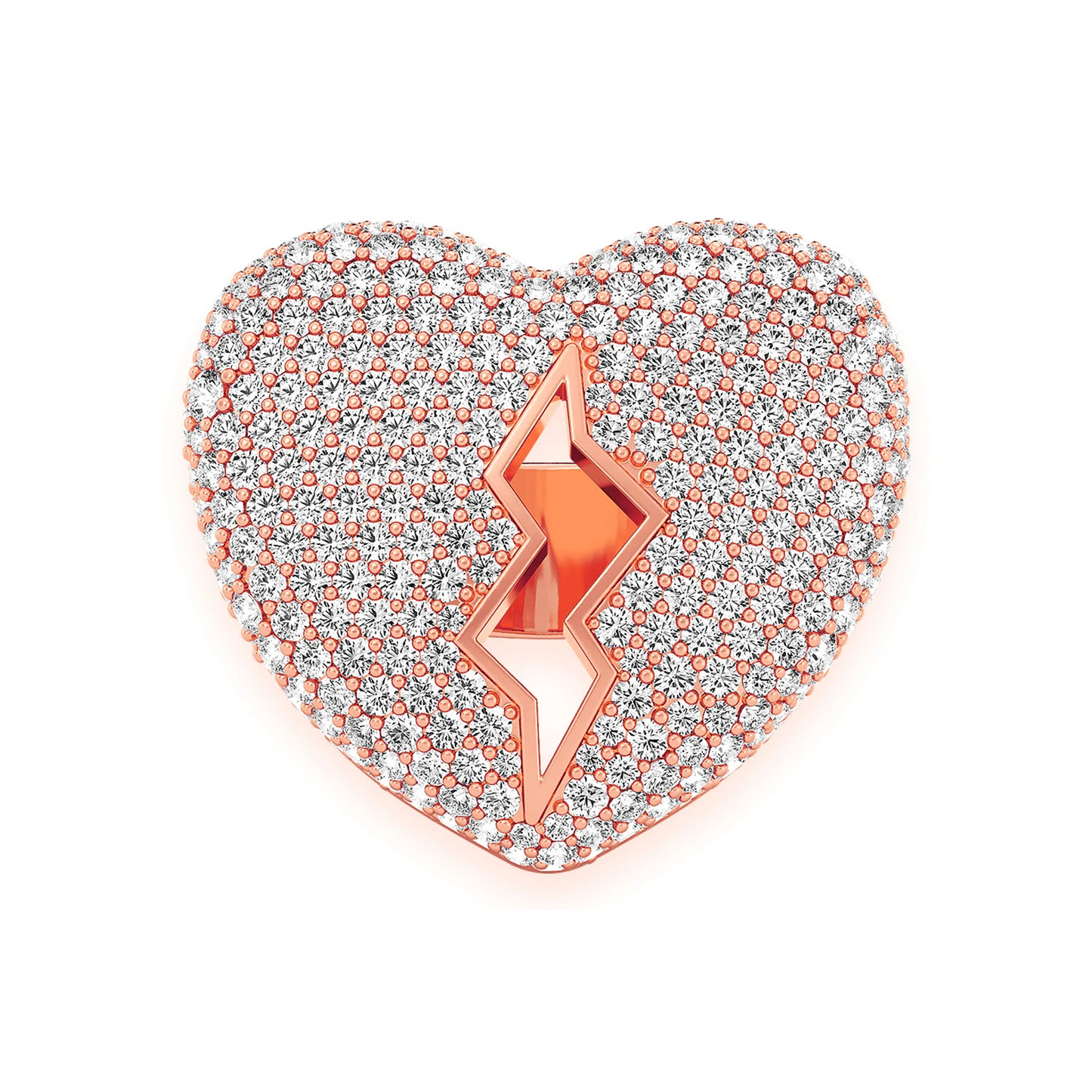 Broken Heart Signet Ring in 14K rose gold, front view