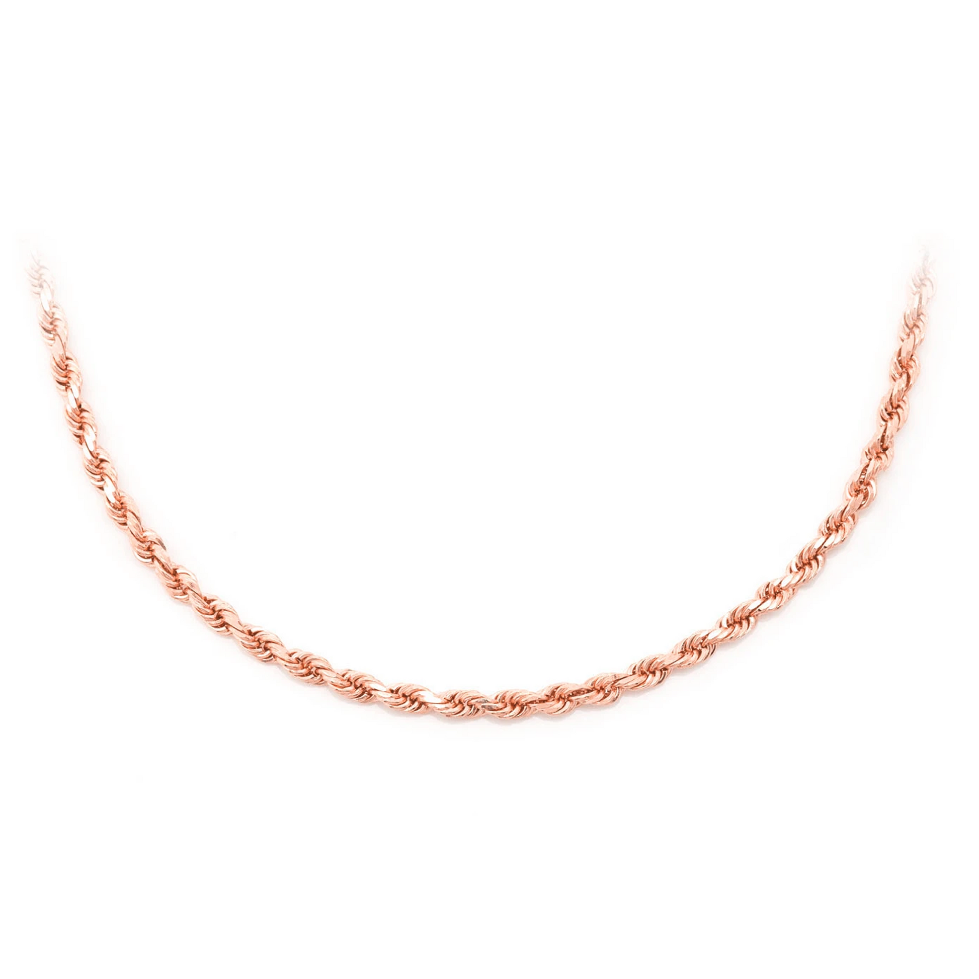 Rope Gold Chain in 14K rose gold, 2.5mm width, front view