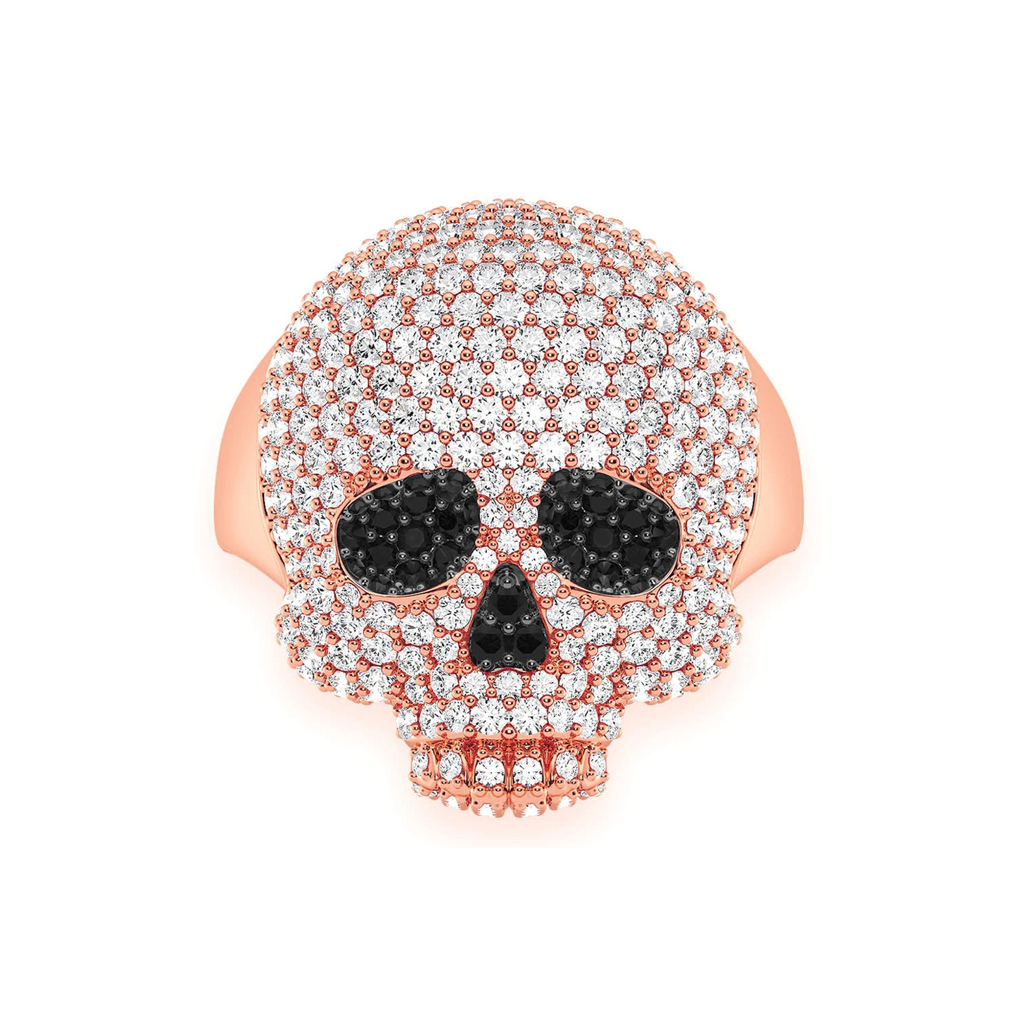 Jawless Skull Diamond Ring in 14K rose gold, front view