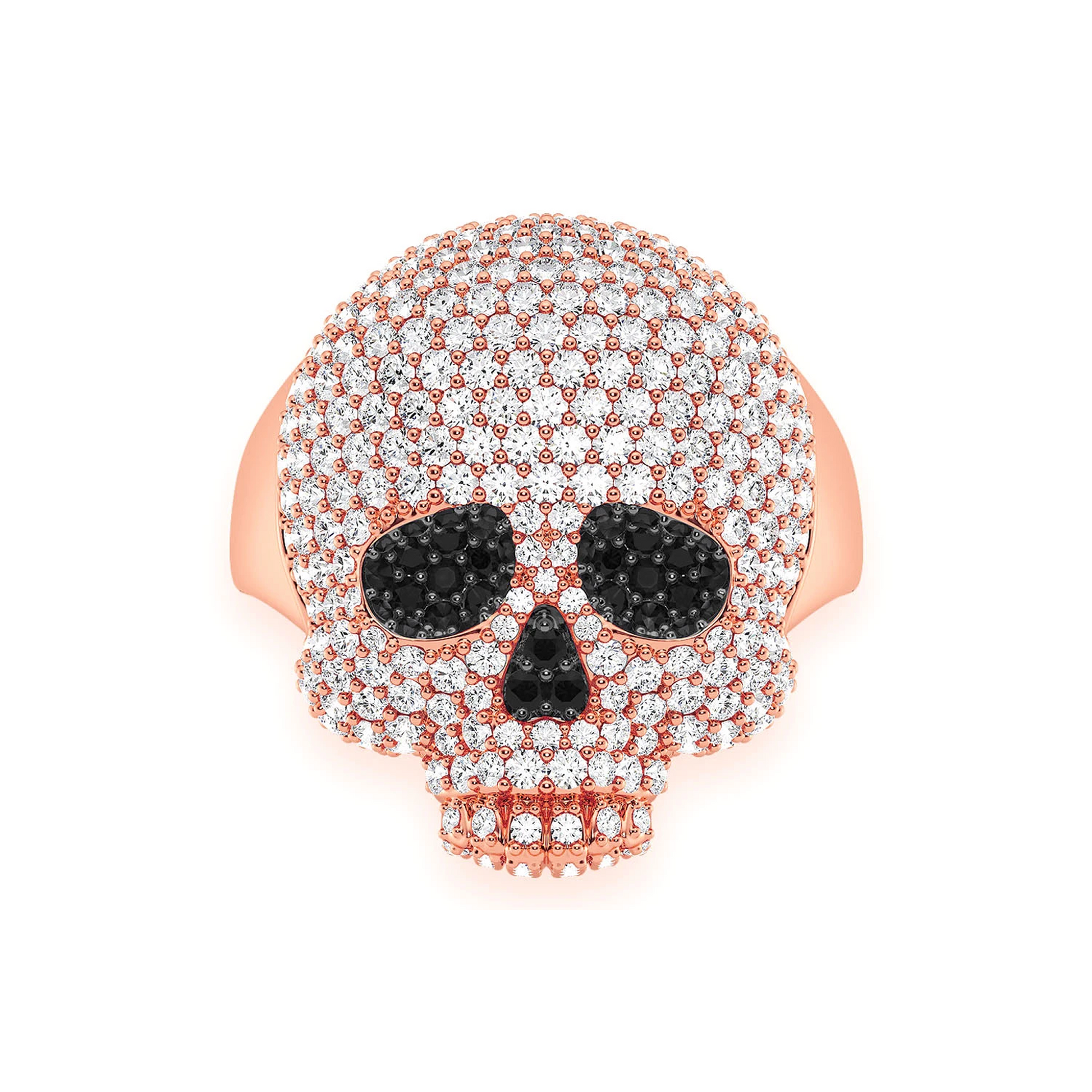 Jawless Skull Diamond Ring in 14K rose gold, front view