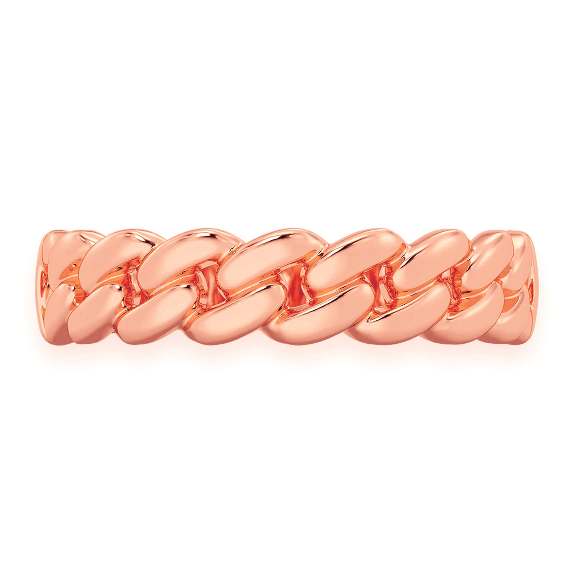 Solid Gold Cuban Ring in 14K rose gold, front view 2