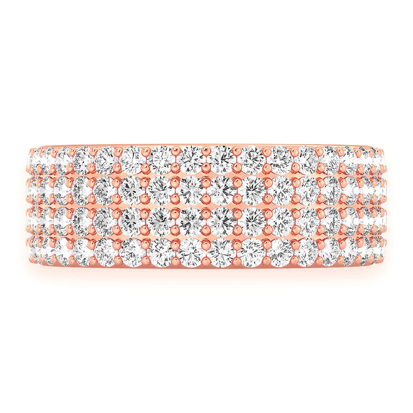 Four Row Band Ring in 14K rose gold, front view