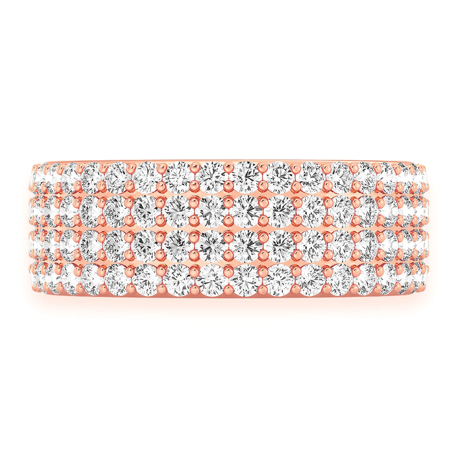 Four Row Band Ring in 14K rose gold, front view