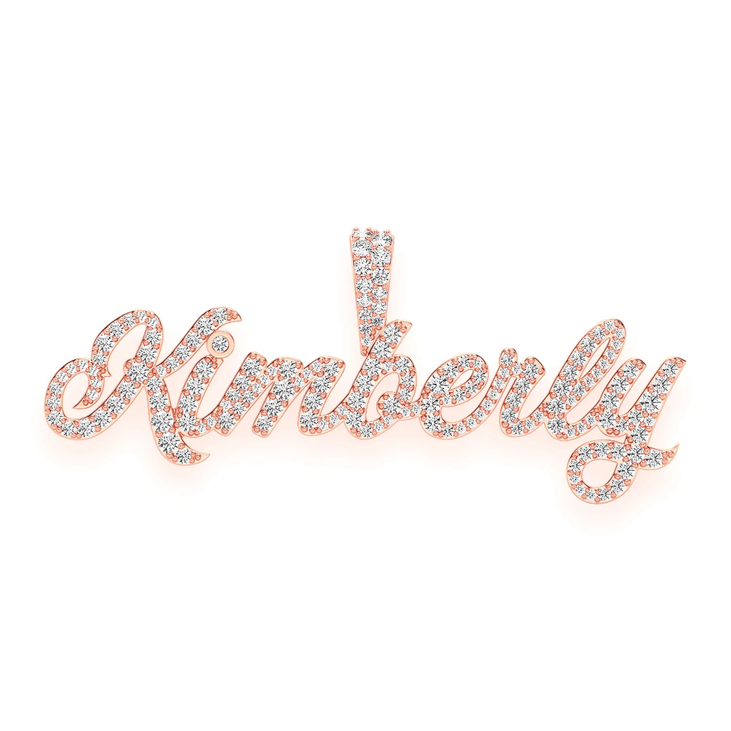 Script Letter Nameplate Pendant in 14K rose gold, front view