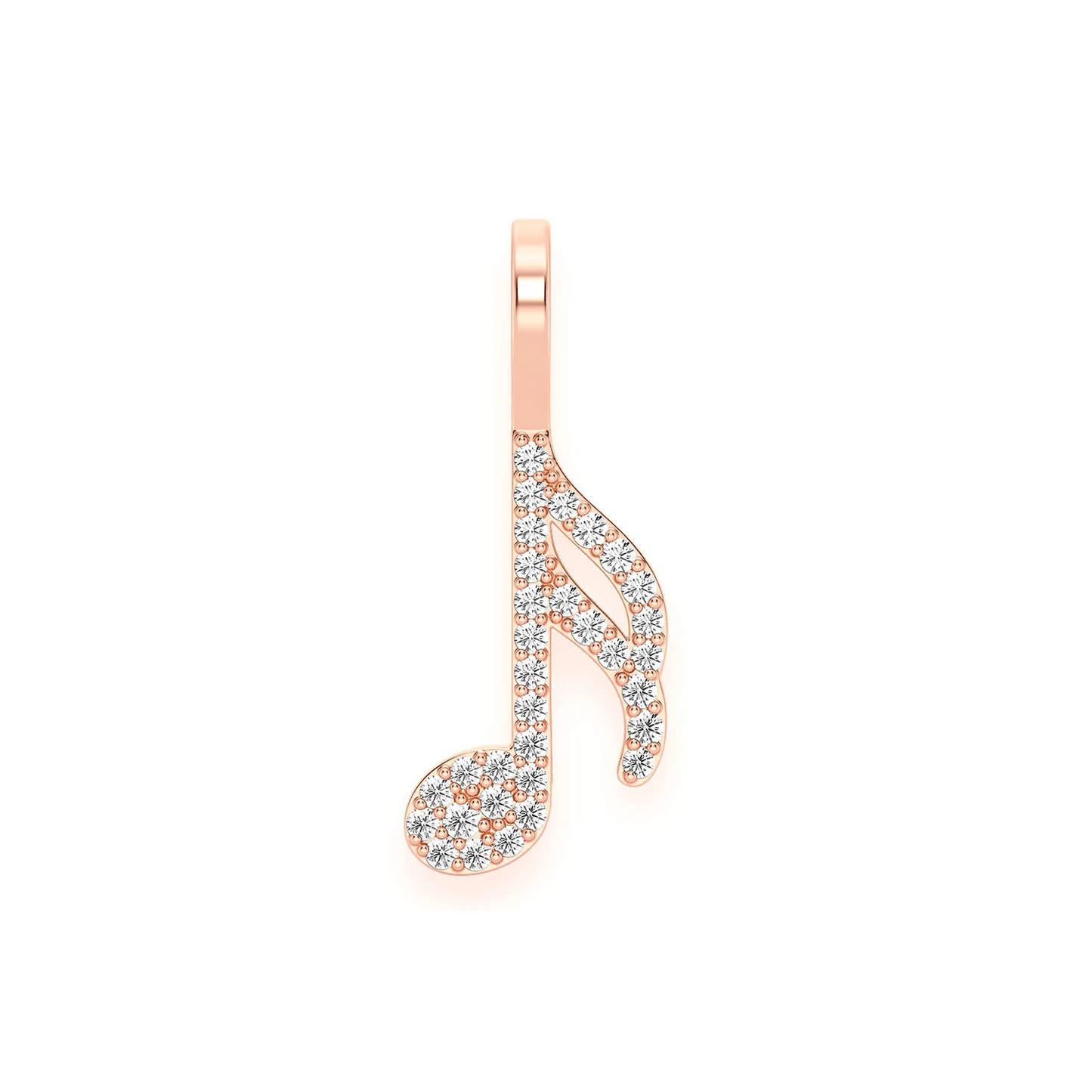 Semiquaver Music Note Diamond Pendant in 14K rose gold, Entry | 0.15ctw, front view