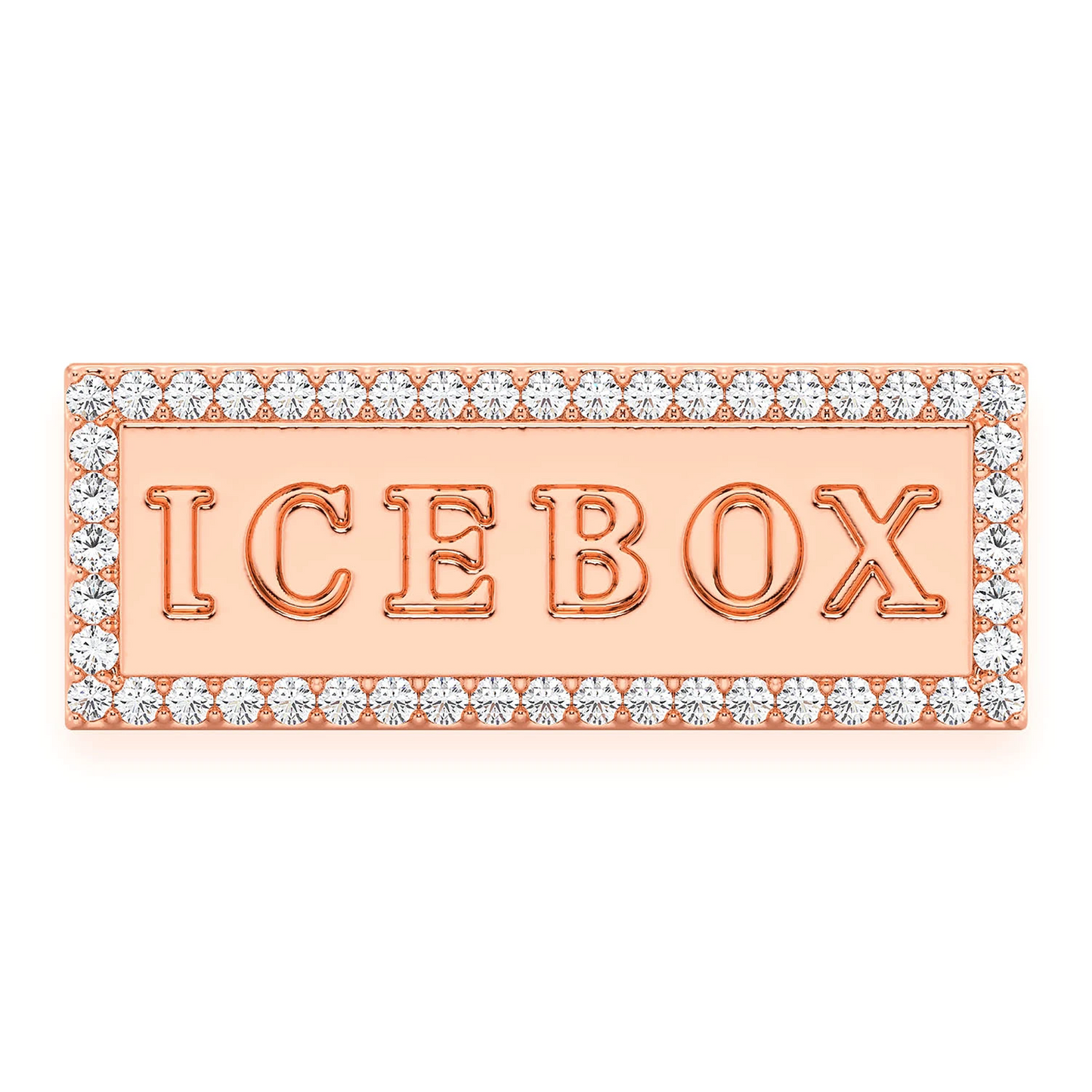 Icebox Logo Diamond Ring in 14K rose gold, front view