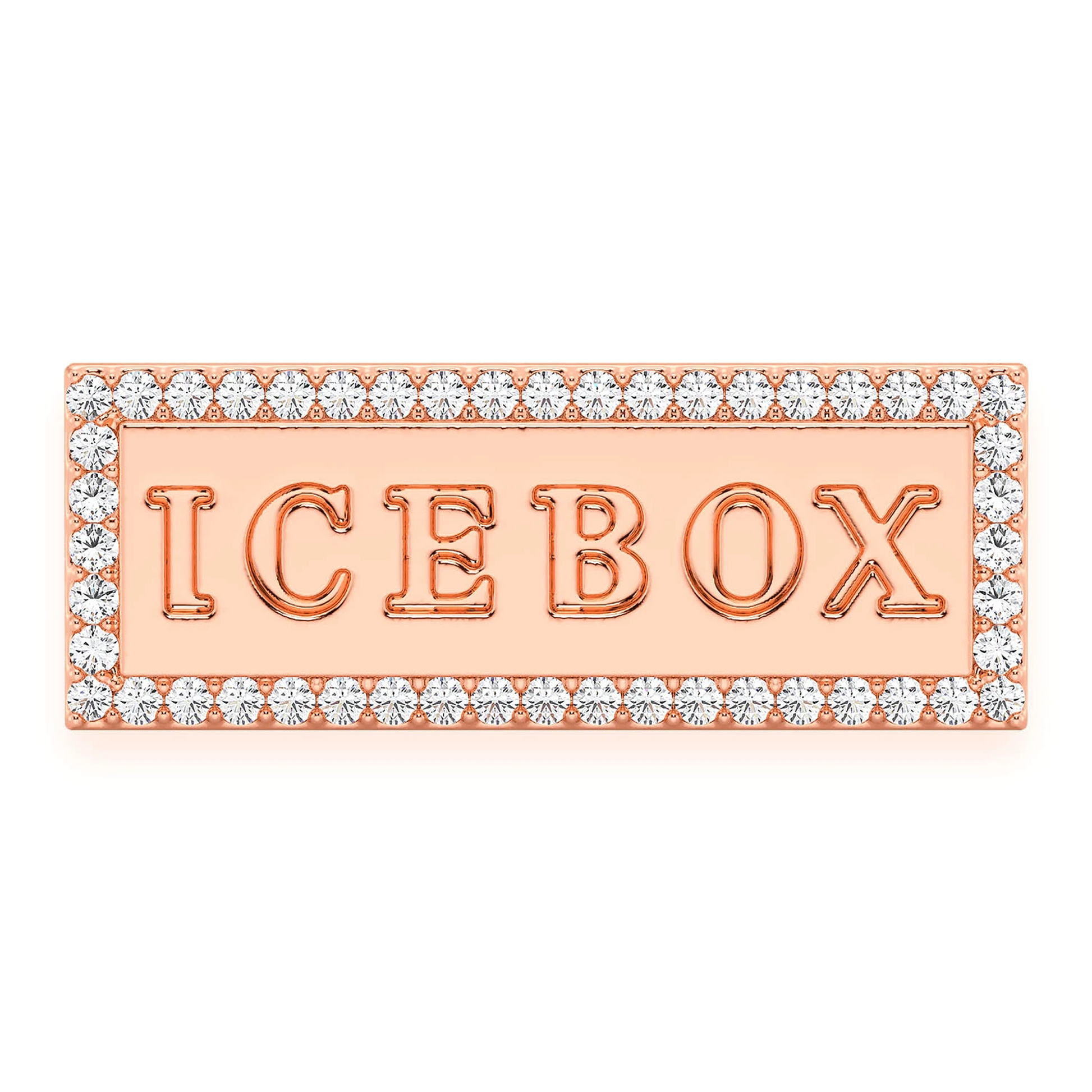 Icebox Logo Diamond Ring in 14K rose gold, front view