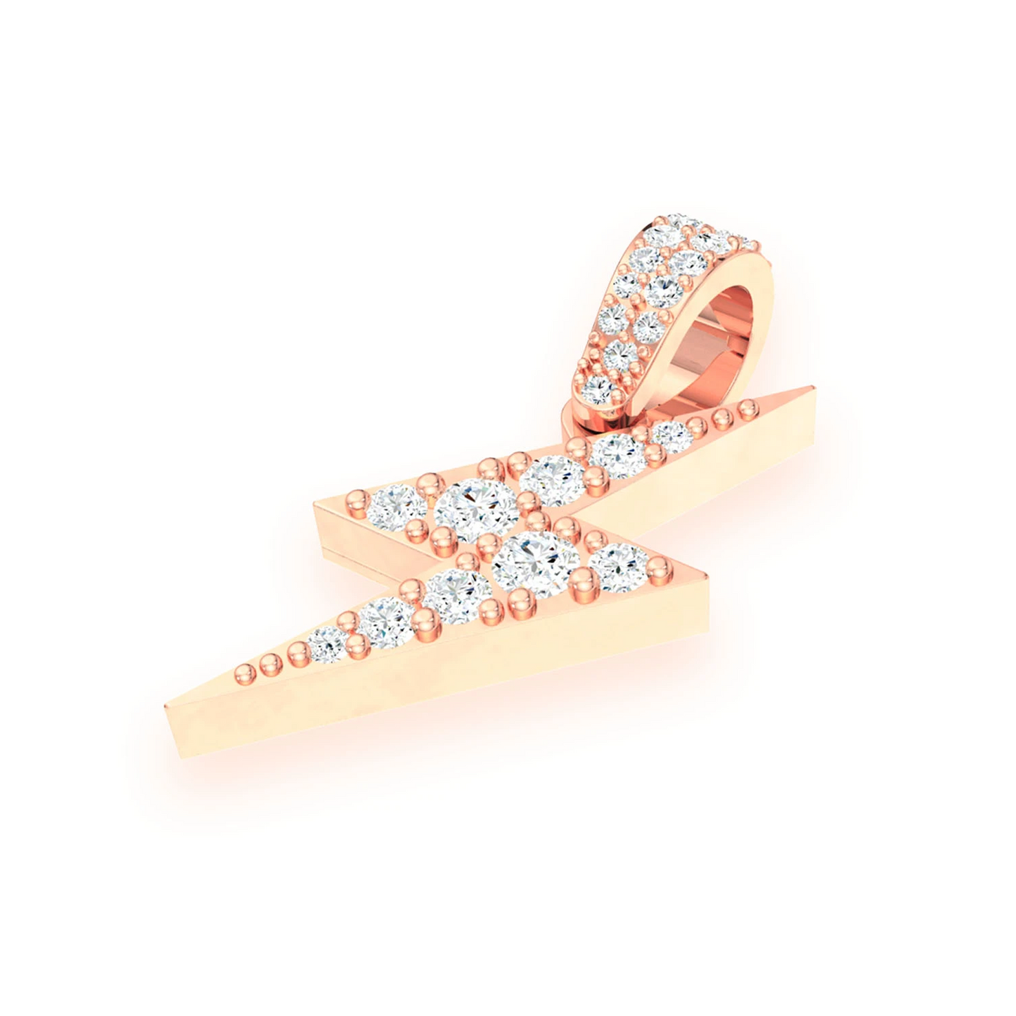 Lightning Bolt Diamond Pendant in 14K rose gold, Statement | 0.50ctw, detail view