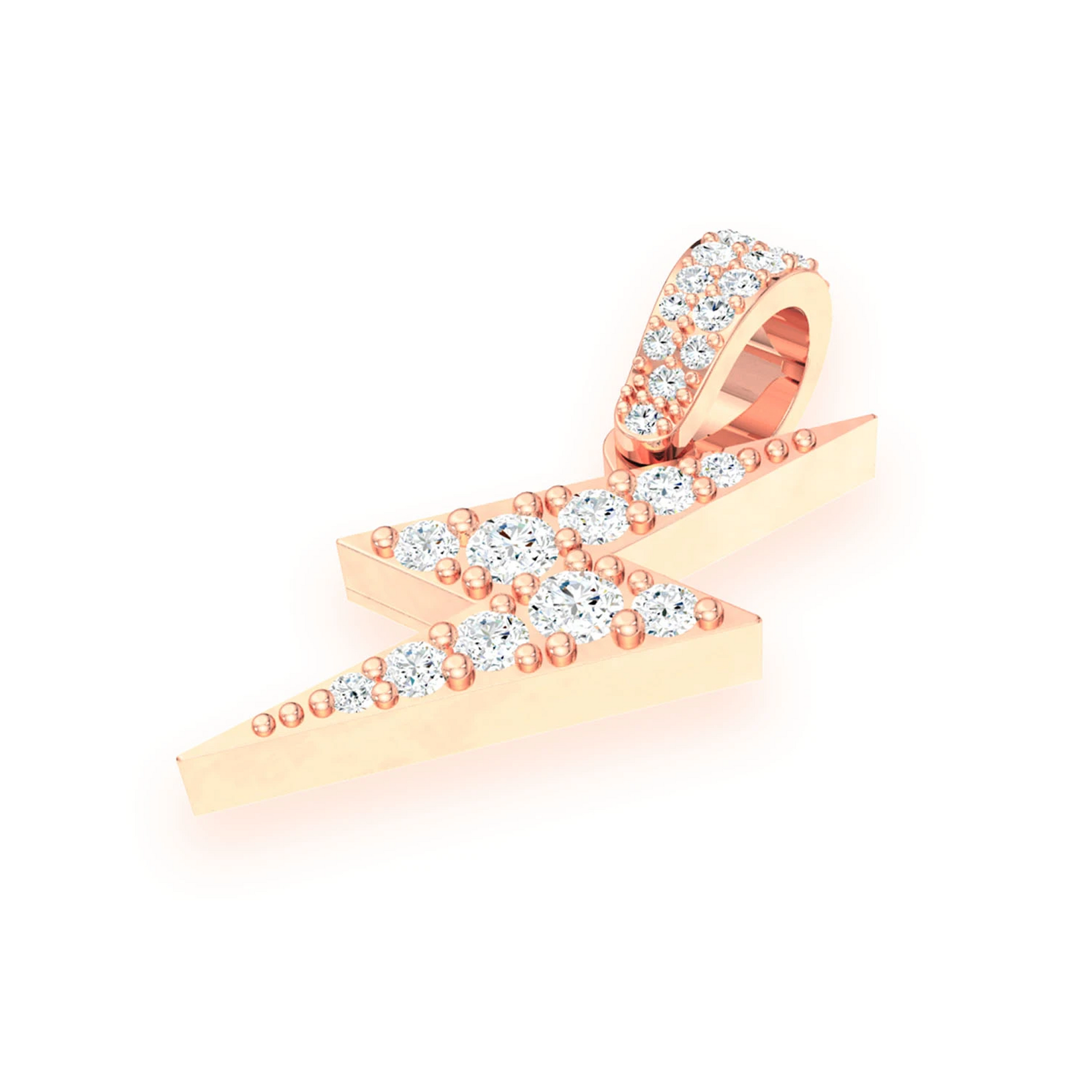 Lightning Bolt Diamond Pendant in 14K rose gold, Statement | 0.50ctw, detail view