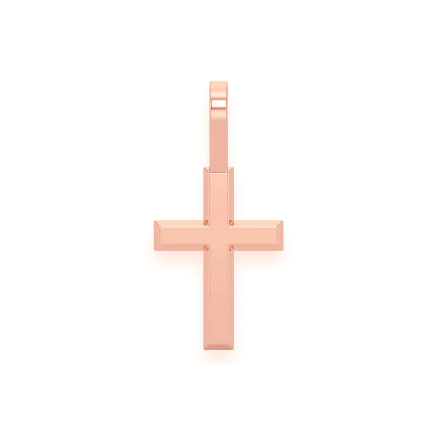 Angle Solid Gold Cross in 14K rose gold, front view