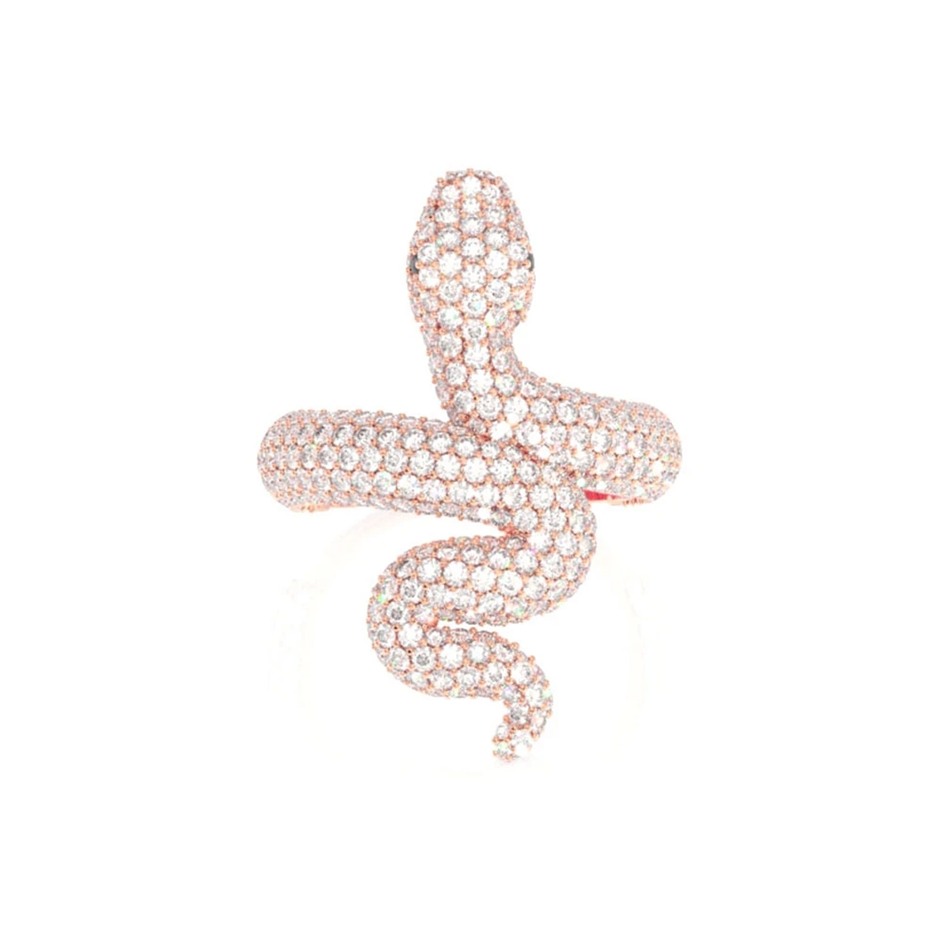 Snake Diamond Ring in 14K rose gold, front view
