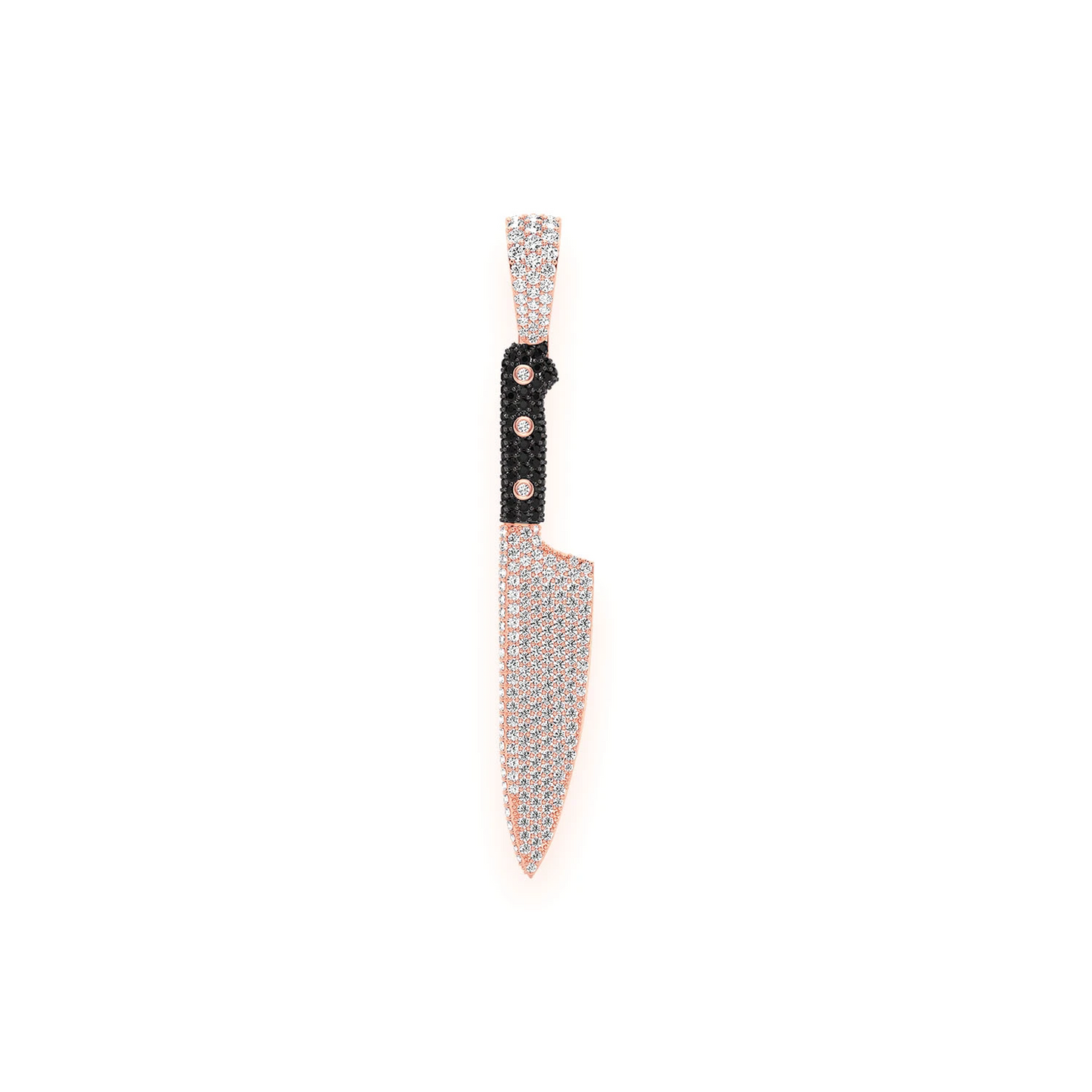 Chef Knife Diamond Pendant in 14K rose gold, 2.30ctw, front view