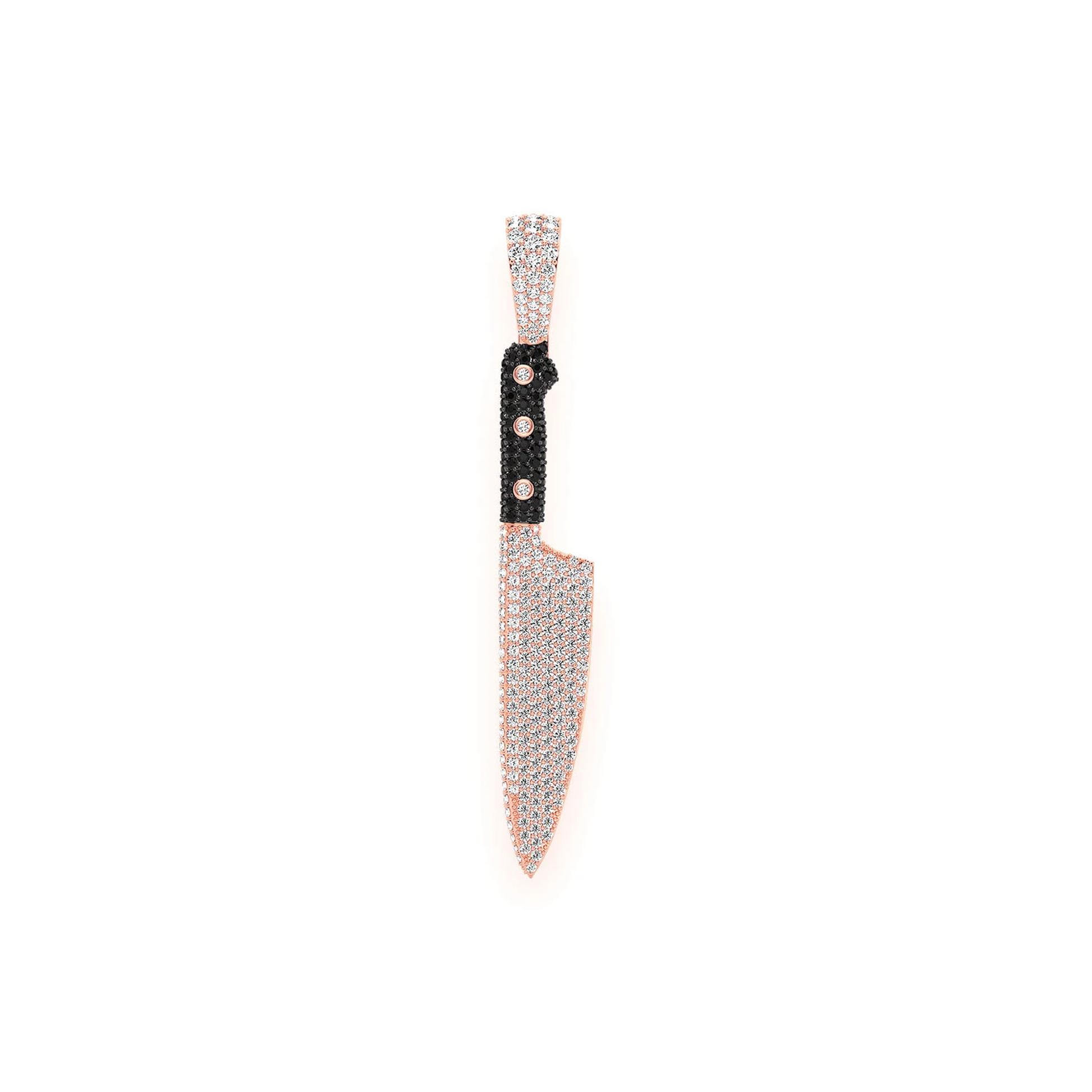 Chef Knife Diamond Pendant in 14K rose gold, 2.30ctw, front view
