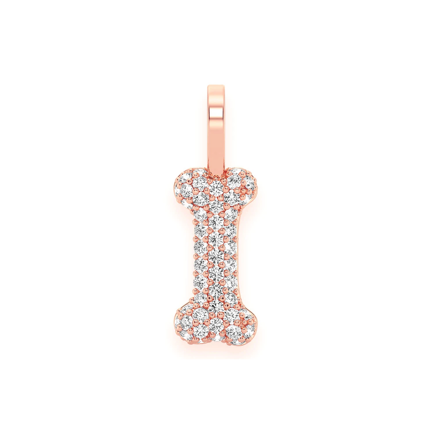 Dog Bone Diamond Pendant in 14K rose gold, front view