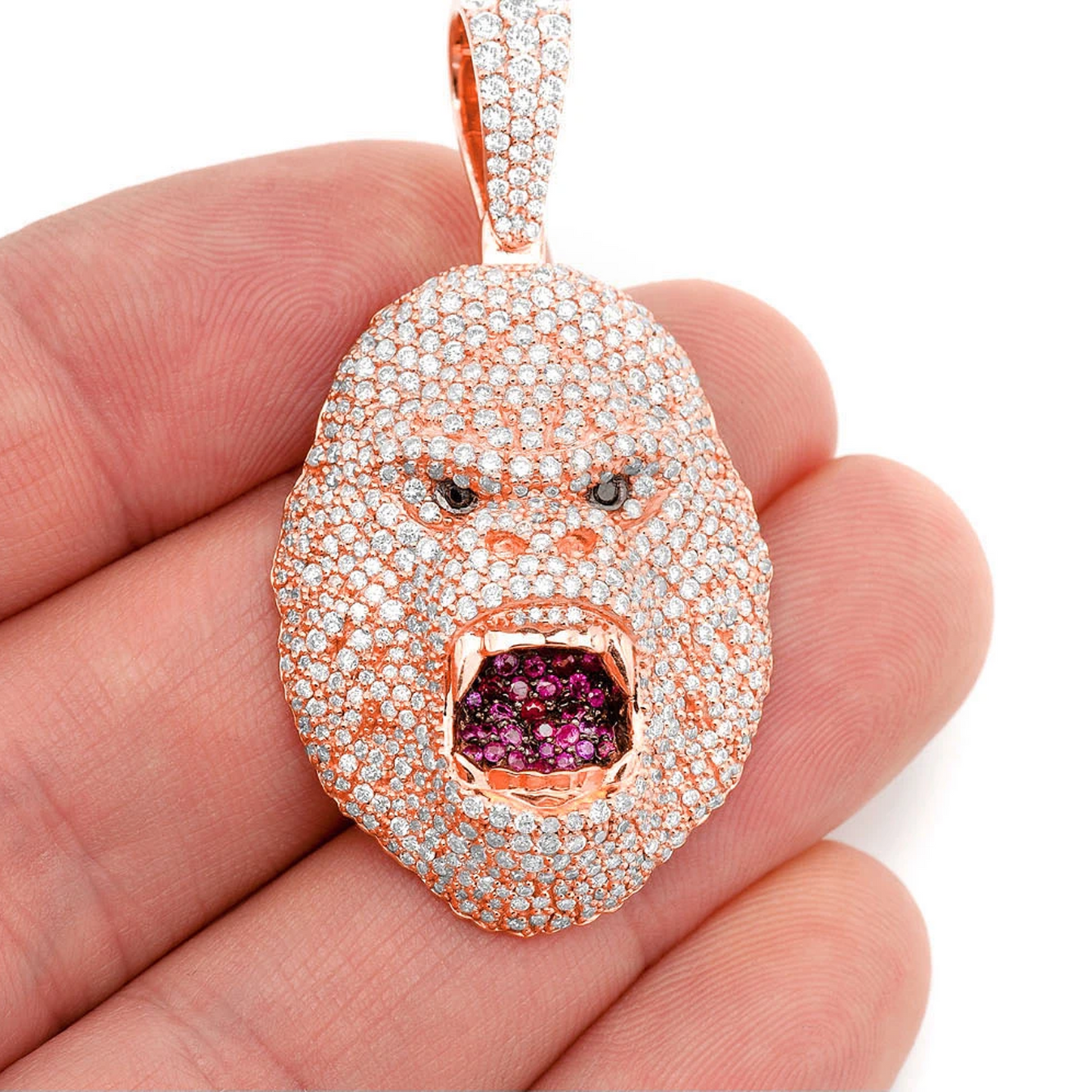 Gorilla Diamond Pendant in 14K rose gold, angled view