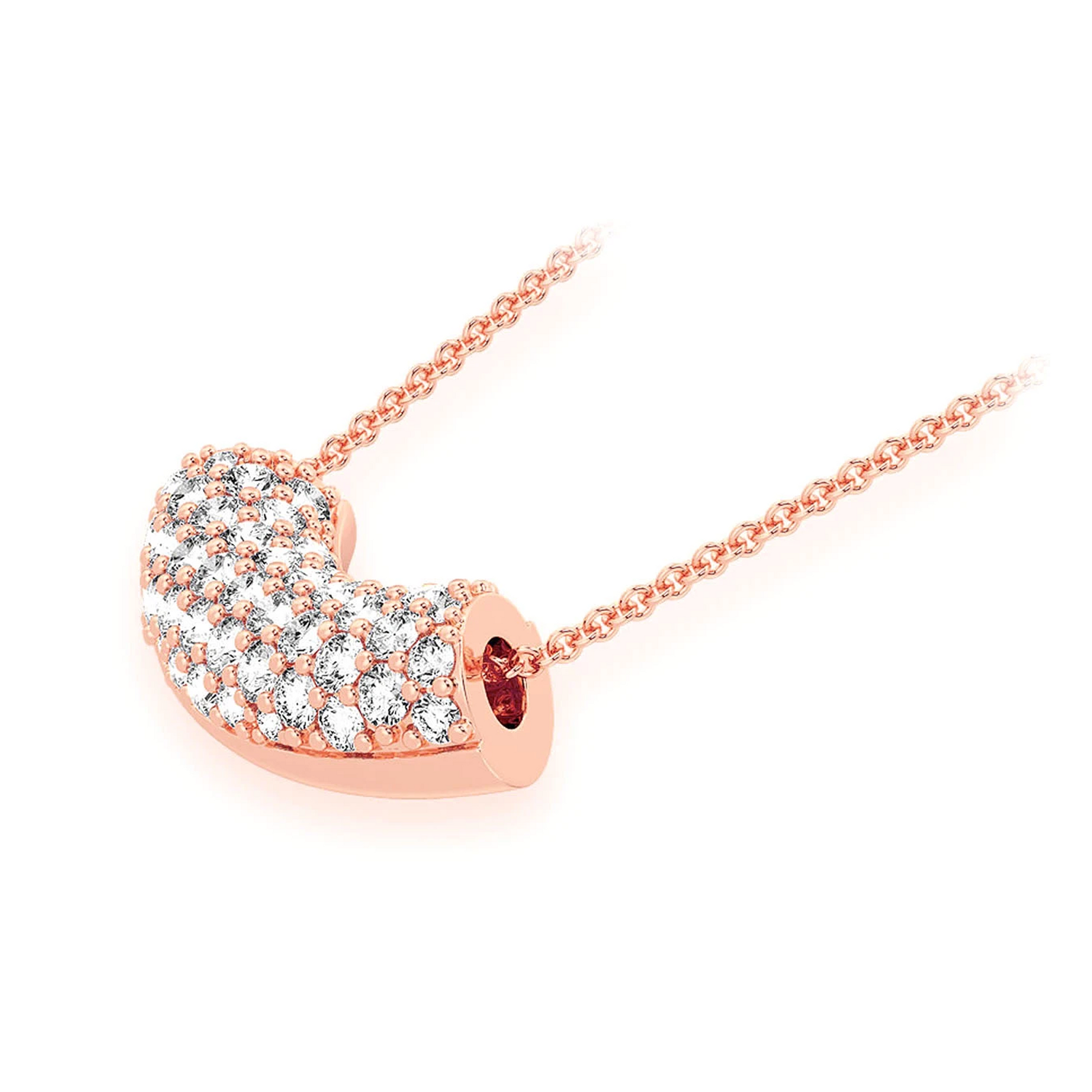 Noodle Diamond Pavé Pendant in 14K rose gold, angled view