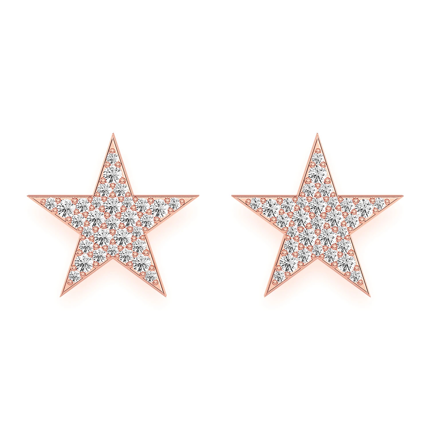 Five Point Star Diamond Stud Earrings in 14K rose gold, front view