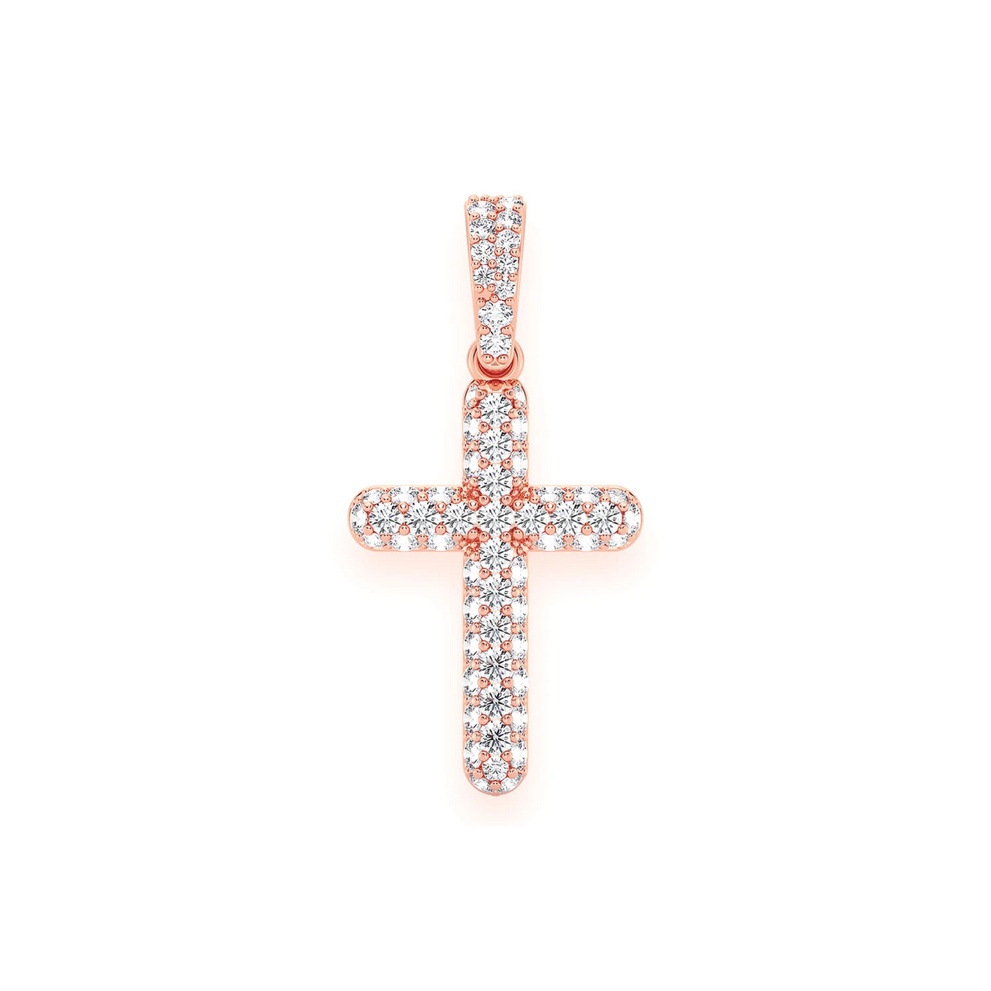 Bubbly Diamond Cross Pendant in 14K rose gold, Entry | 0.50ctw, front view