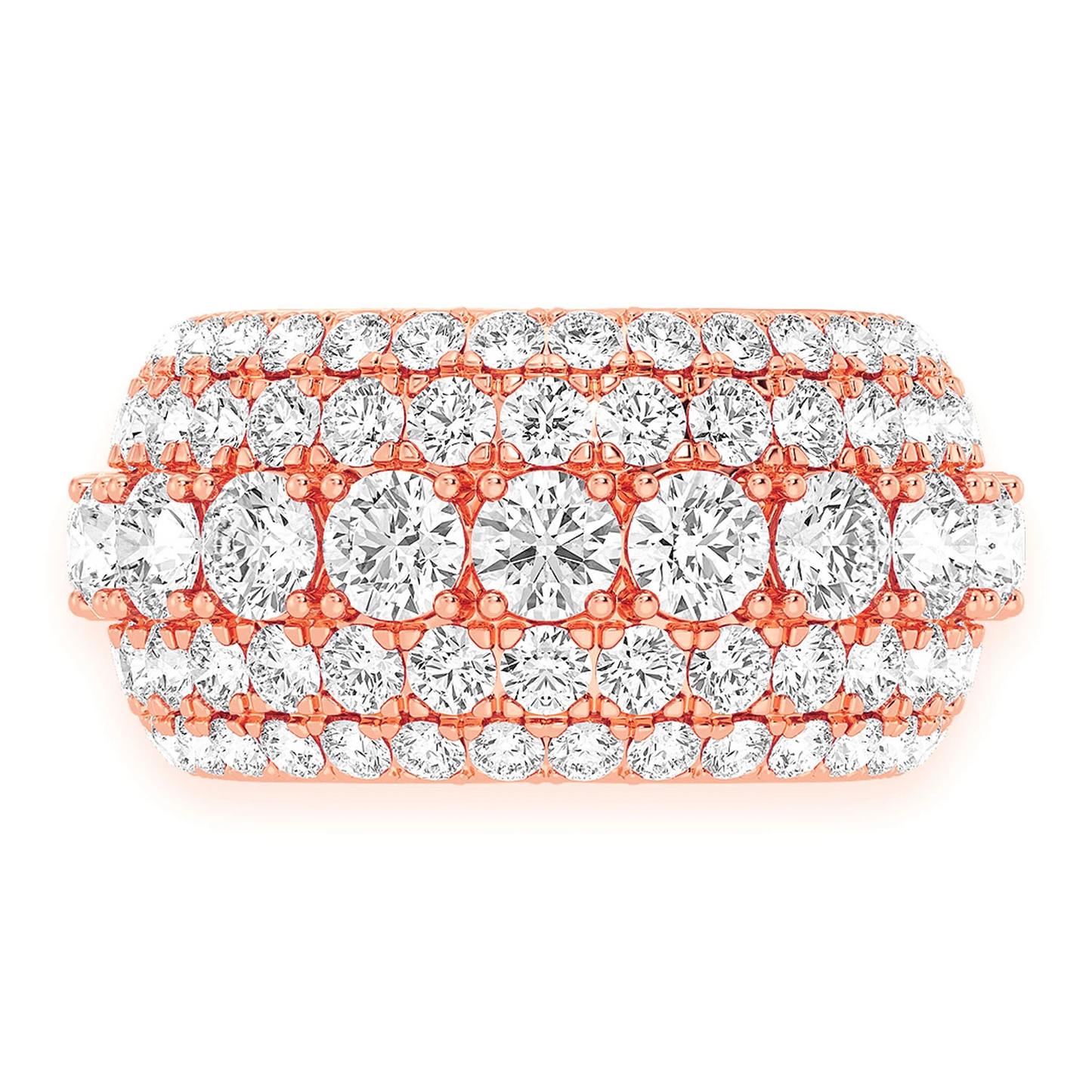 Five Row Multi-Layer Band Ring in 14K rose gold, front view