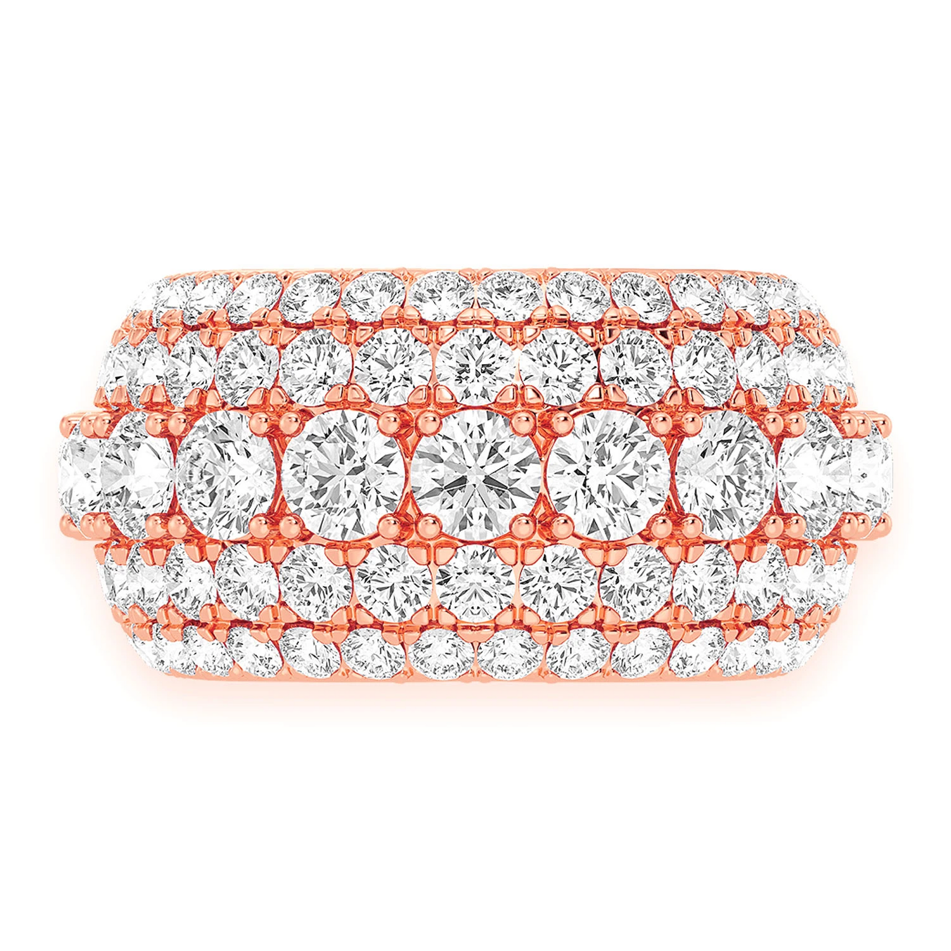 Five Row Multi-Layer Band Ring in 14K rose gold, front view