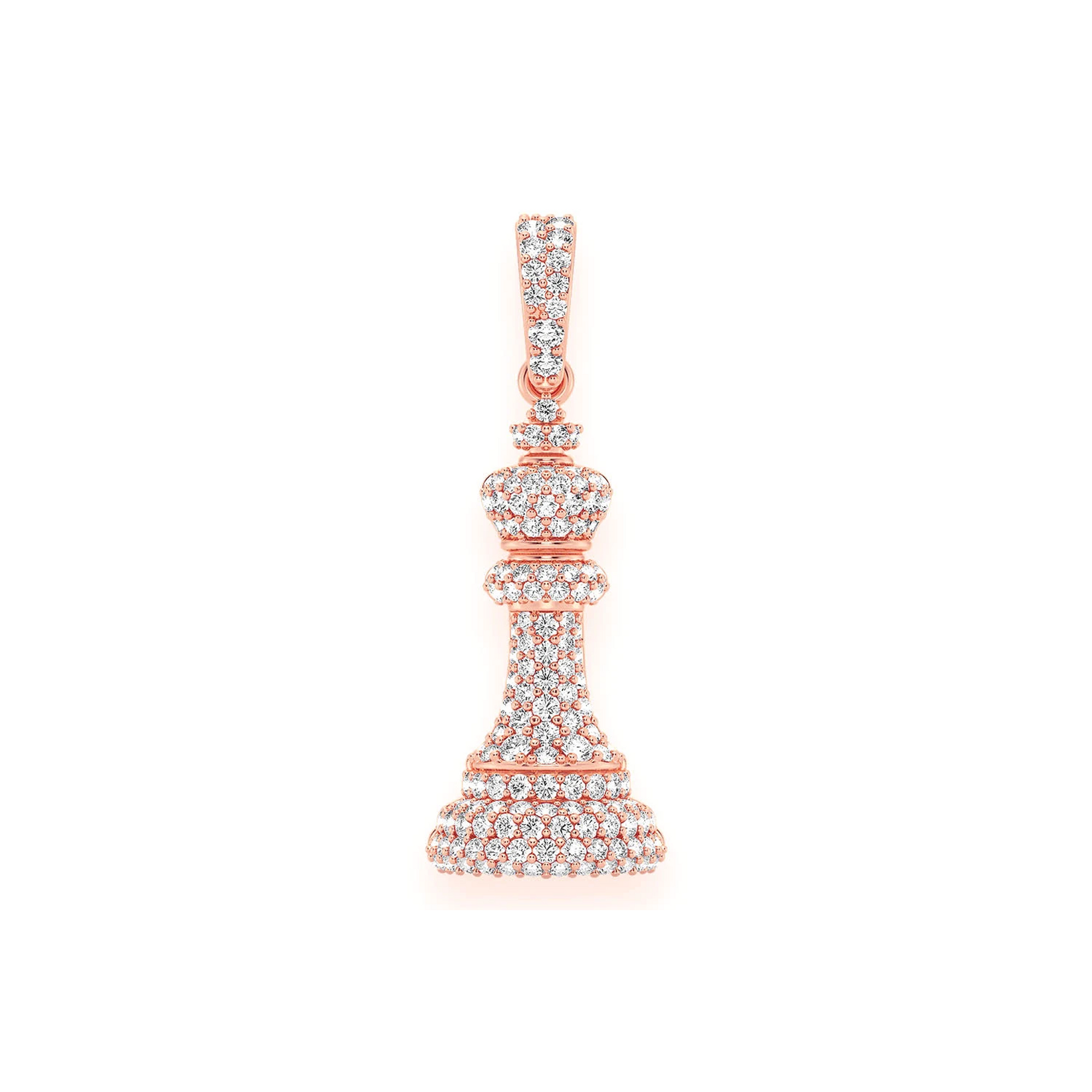 King Chess Diamond Pendant in 14K rose gold, front view