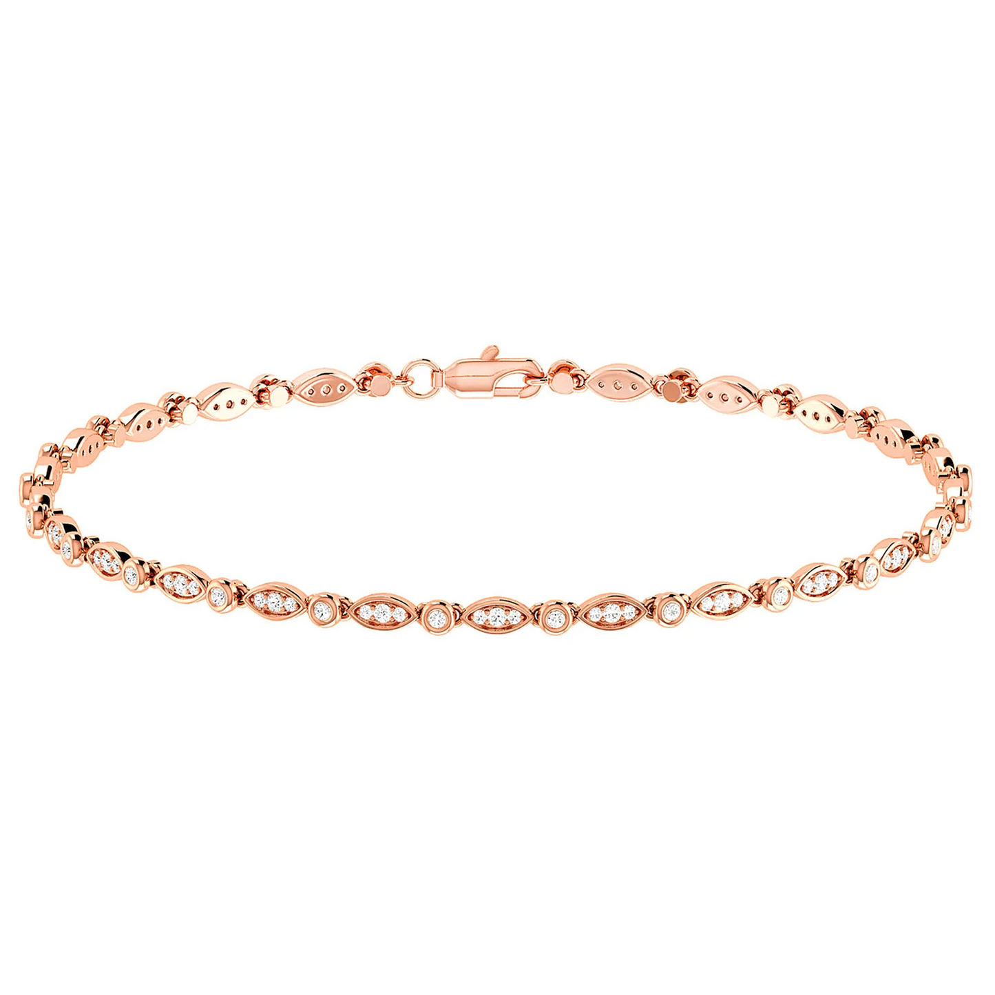 Geometric Bezel Diamond Bracelet in 14K rose gold, front view