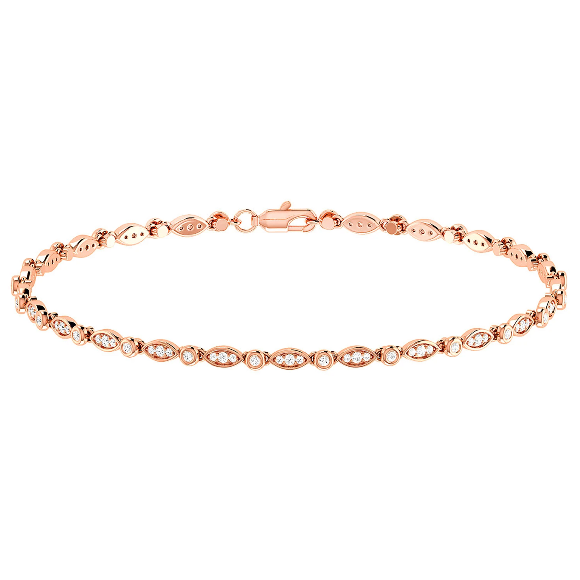 Geometric Bezel Diamond Bracelet in 14K rose gold, front view