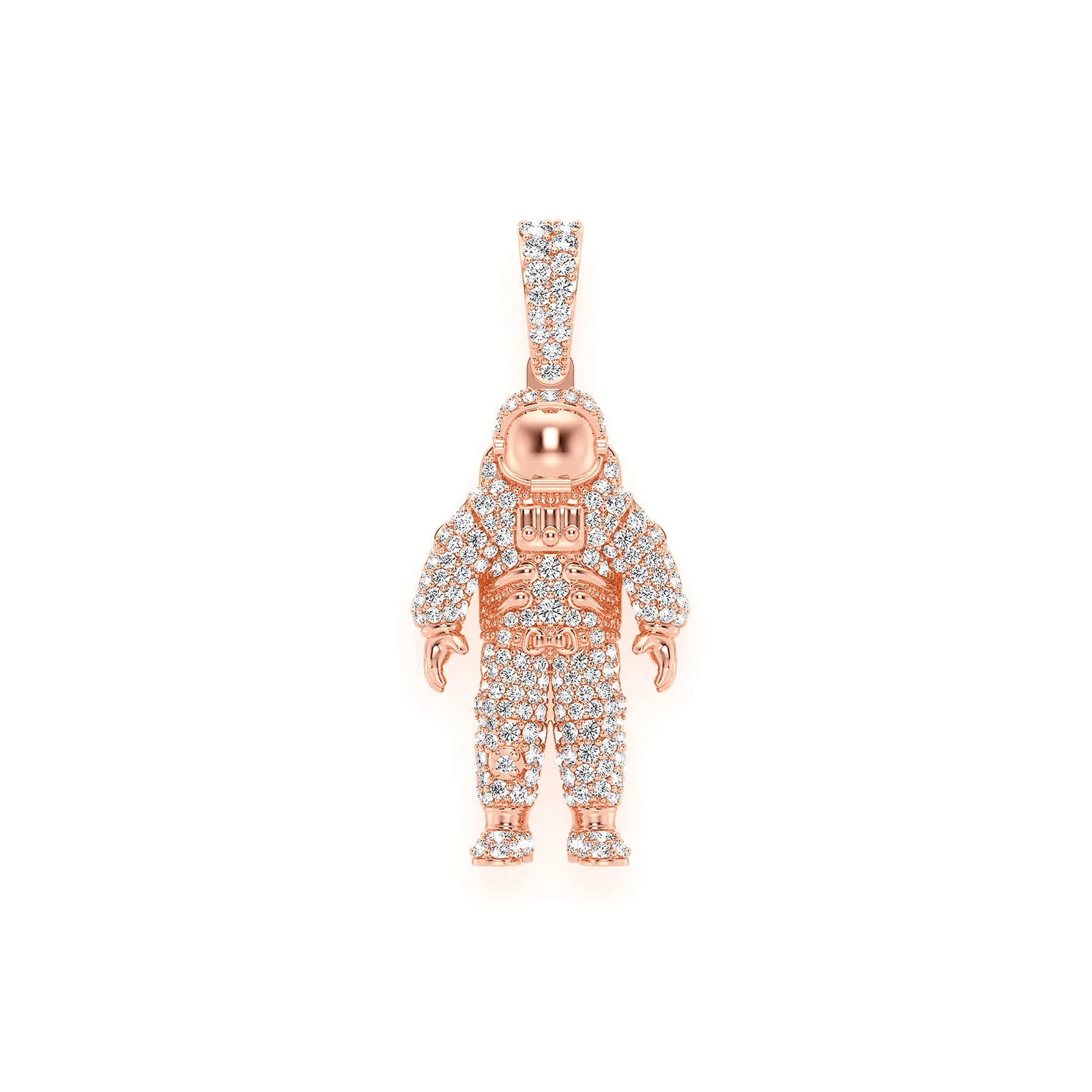 Astronaut Diamond Pendant in 14K rose gold, Signature | 1.00ctw, front view