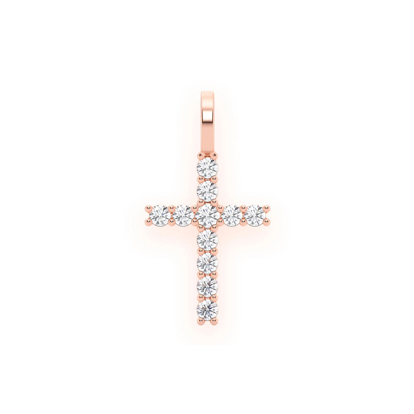 Signature Diamond Cross in 14K rose gold, Small / 0.25ctw, front view