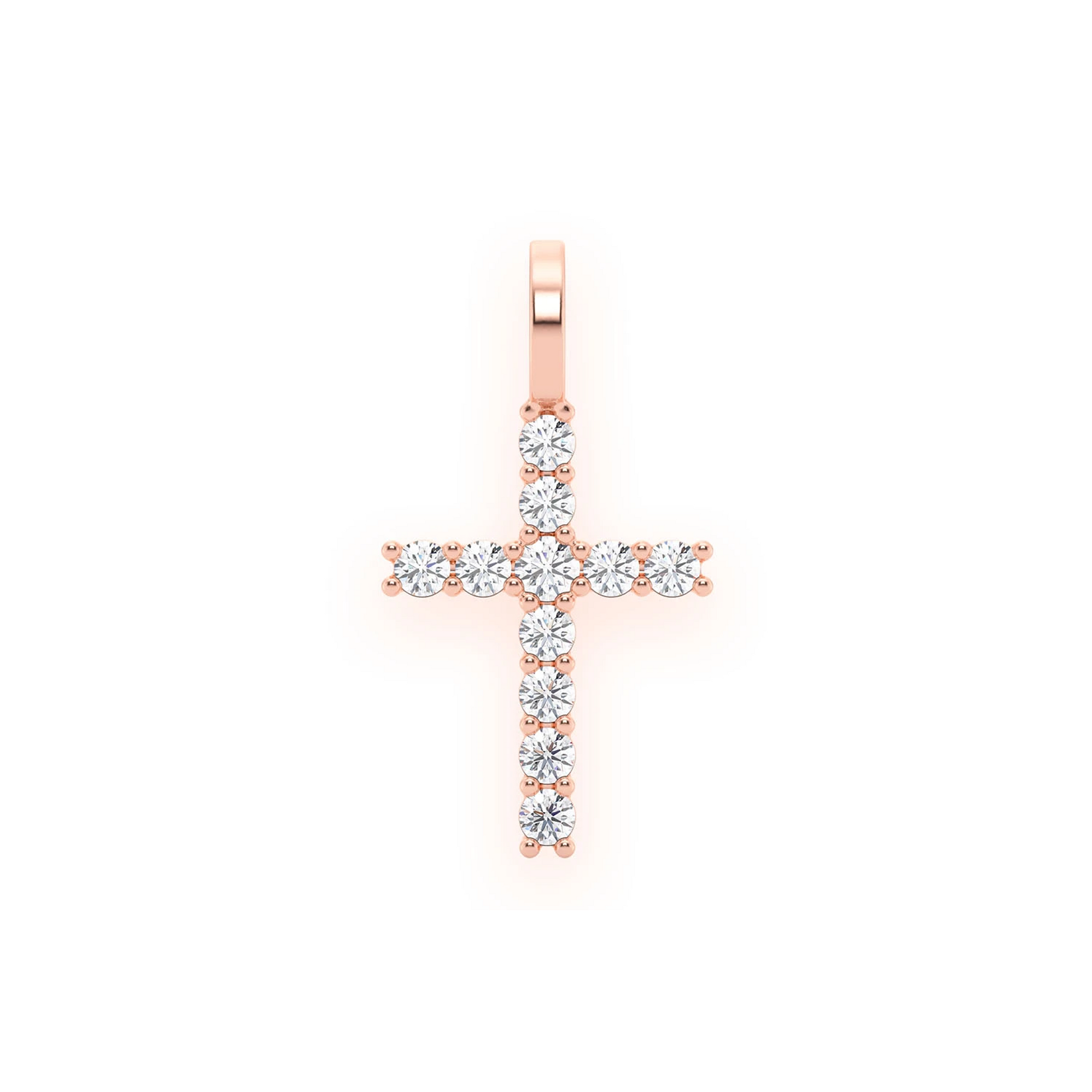 Signature Diamond Cross in 14K rose gold, Small / 0.25ctw, front view